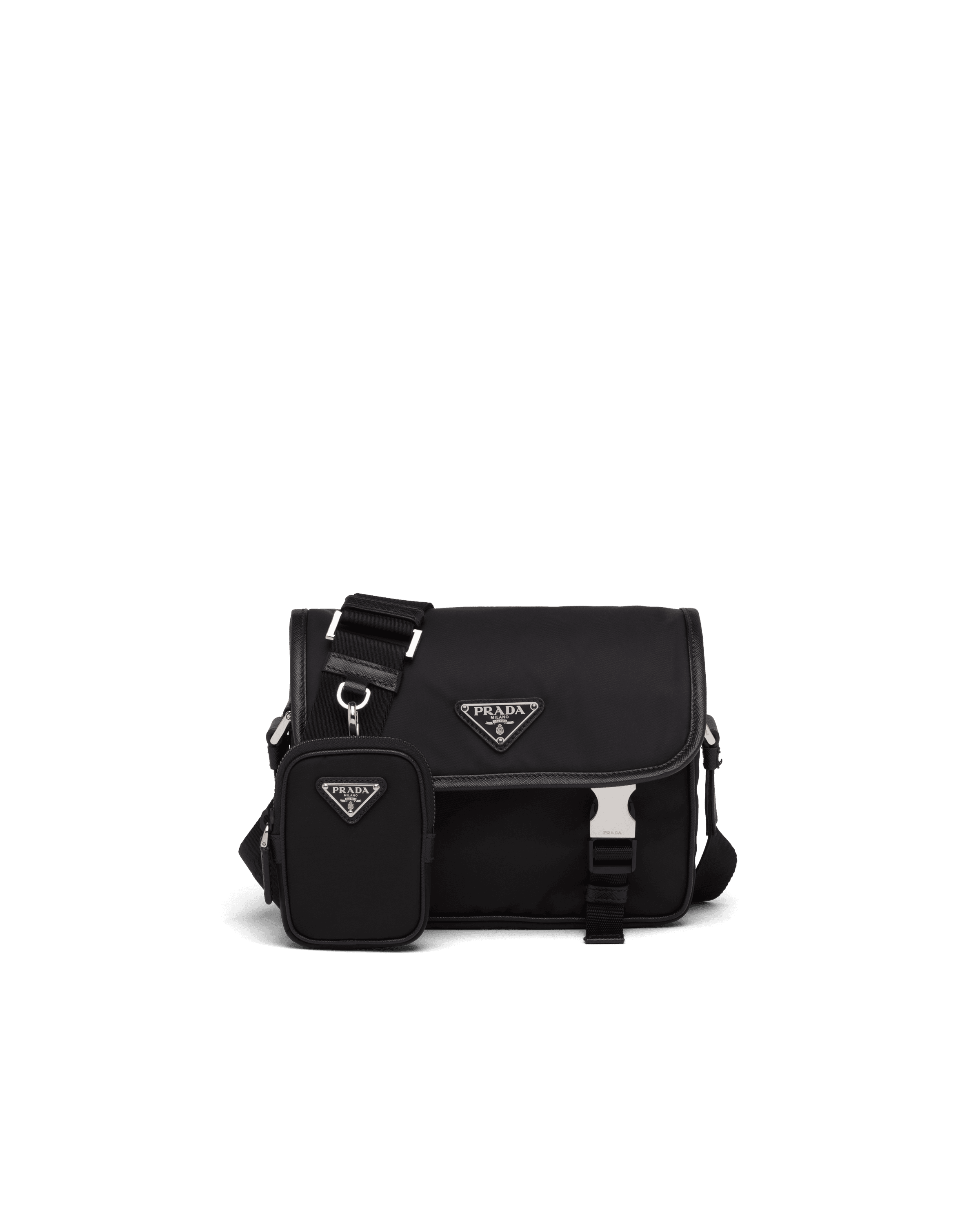Re-Nylon and Saffiano leather shoulder bag — Black — 2VD034_2DMH_F0002_V_WOP