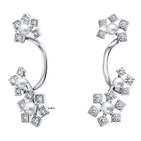 floral stars Earrings — E-4031-18KWG