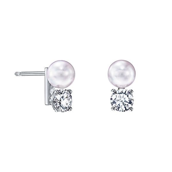balance duo pearl & diamond Earrings — E-4218-PT950