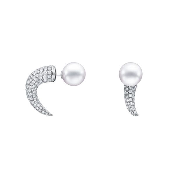 danger horn diamonds pave Earrings — E-4292-18KWG