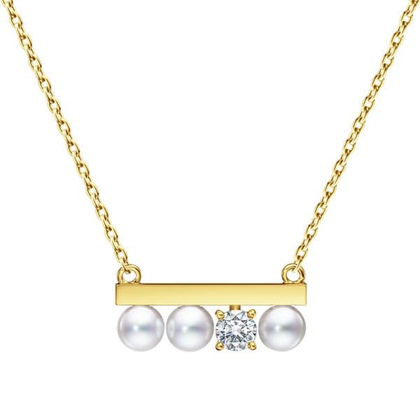 “petit” balance diamonds solo Necklace — P-16743-4-18KYG