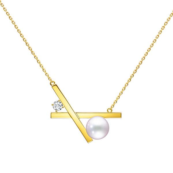 balance cross Necklace — P-16944-18KYG