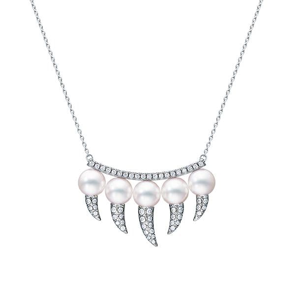 danger fang diamonds pave Necklace — P-17156-18KWG