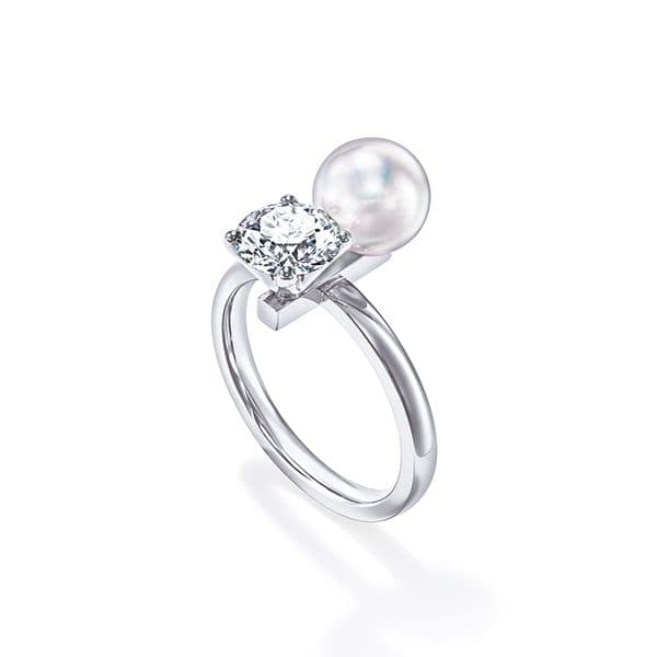 balance duo pearl & diamond Ring — RPI-4777-PT950