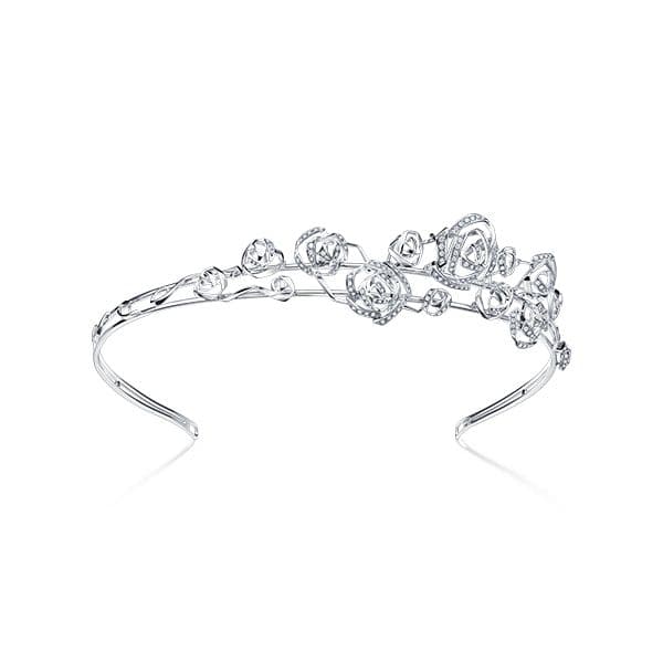 ribbon rose Tiara — ZID-0309-SIL