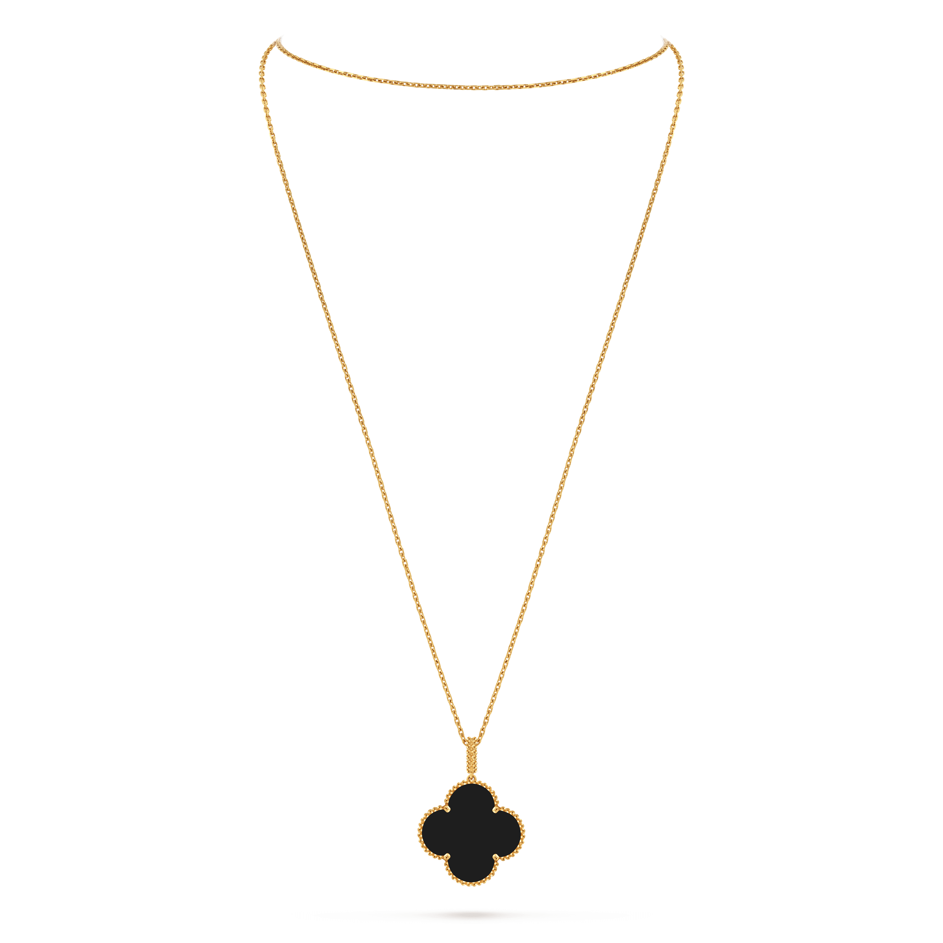 Magic Alhambra long necklace, 1 motif — onyx, yellow gold — VCARO49M00