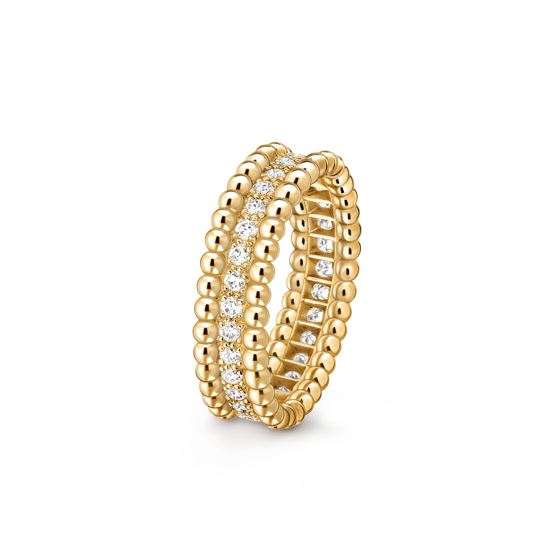 Perlée diamonds ring, 1 row — diamond, yellow gold — VCARP4E100