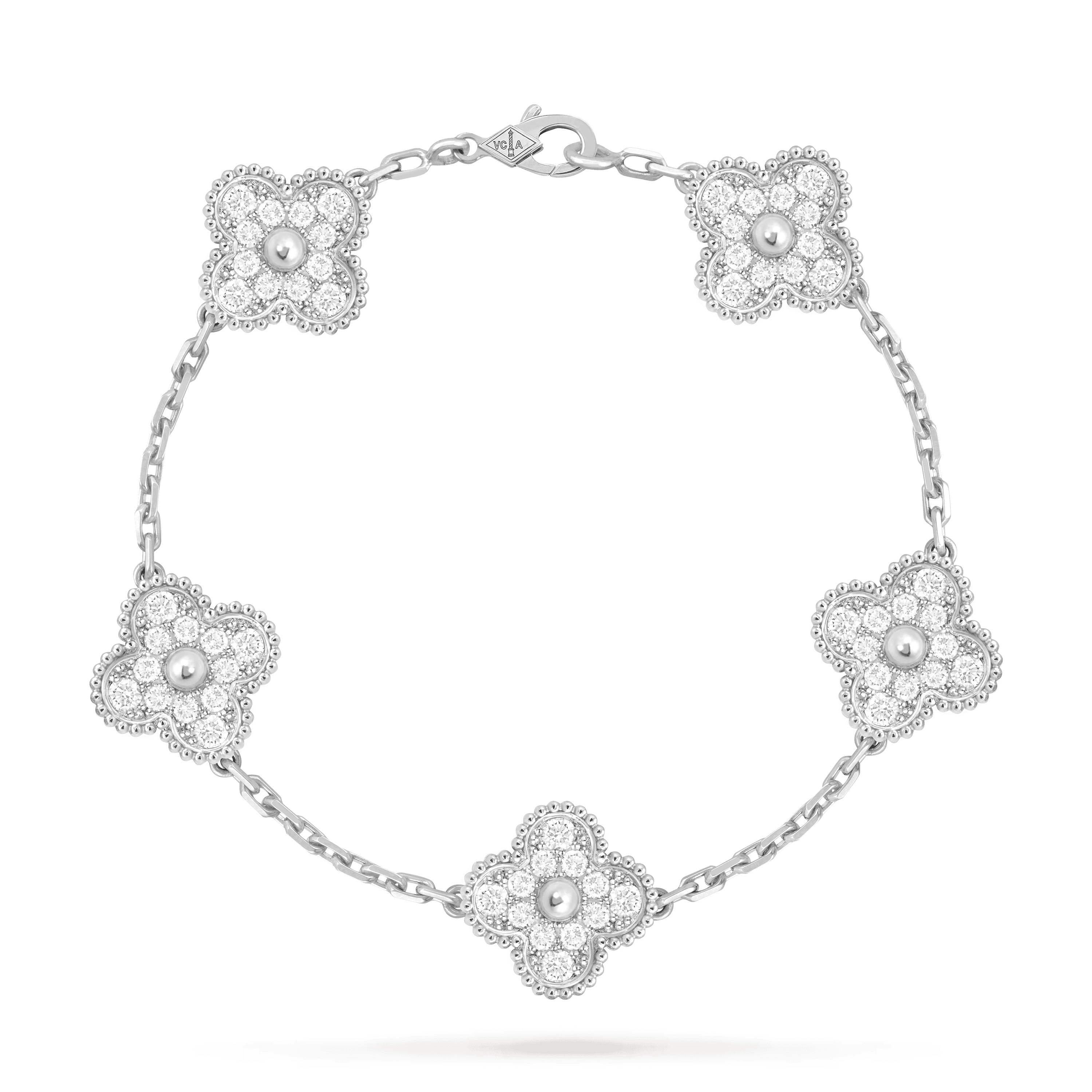 Vintage Alhambra bracelet, 5 motifs — diamond, white gold — VCARA41500