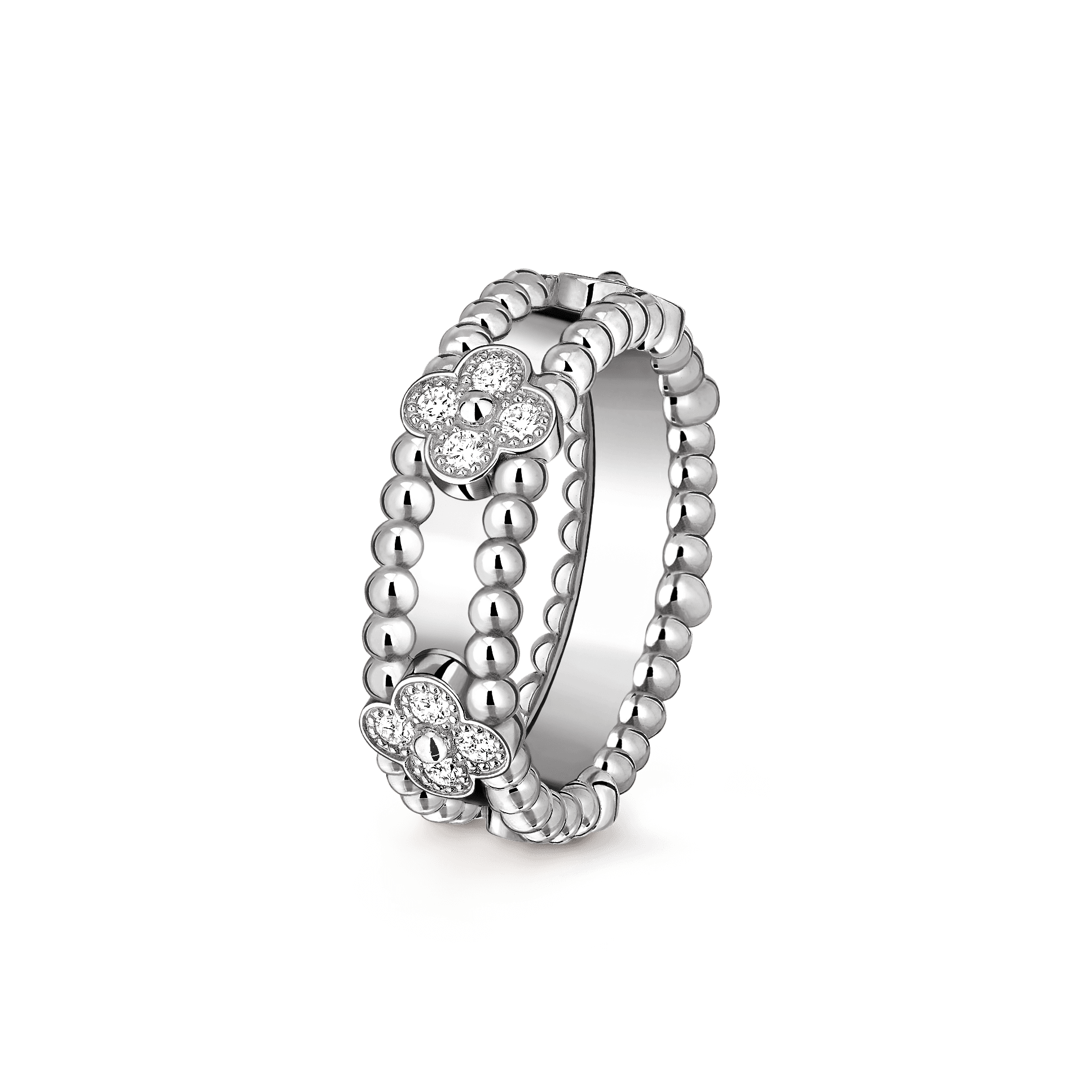 Perlée sweet clovers ring — diamond, white gold — VCARP6MN00