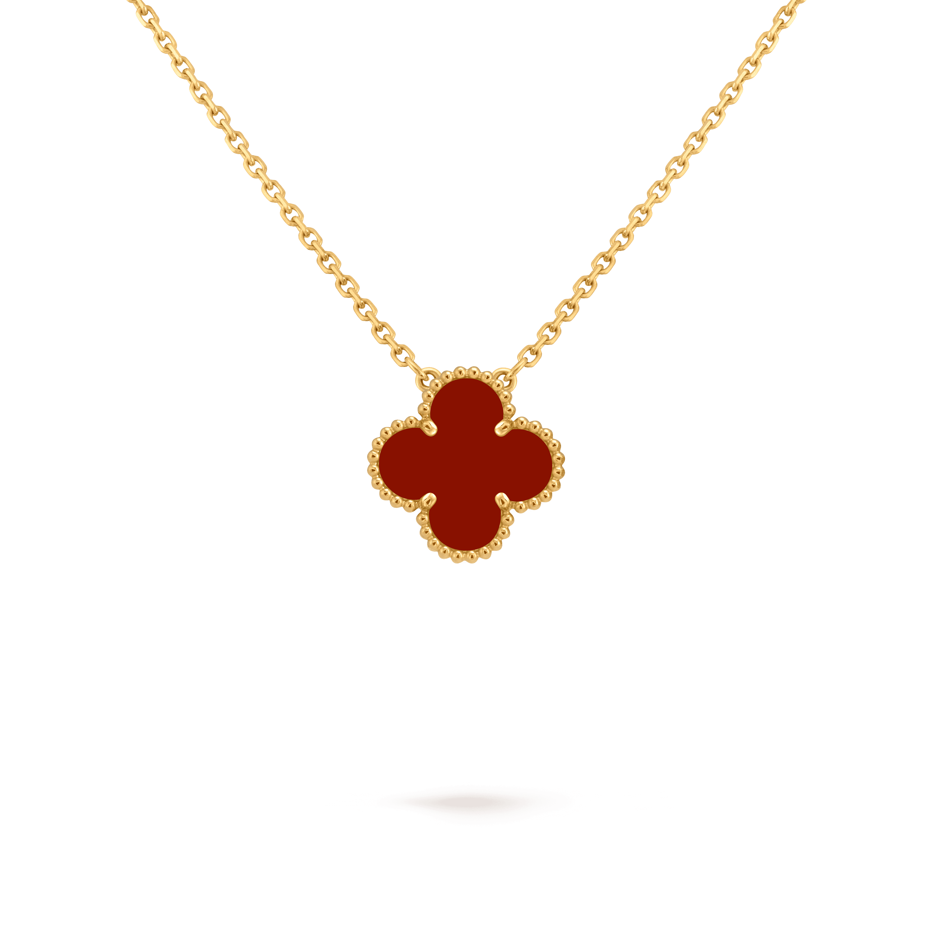 Vintage Alhambra pendant — carnelian, yellow gold — VCARD38500
