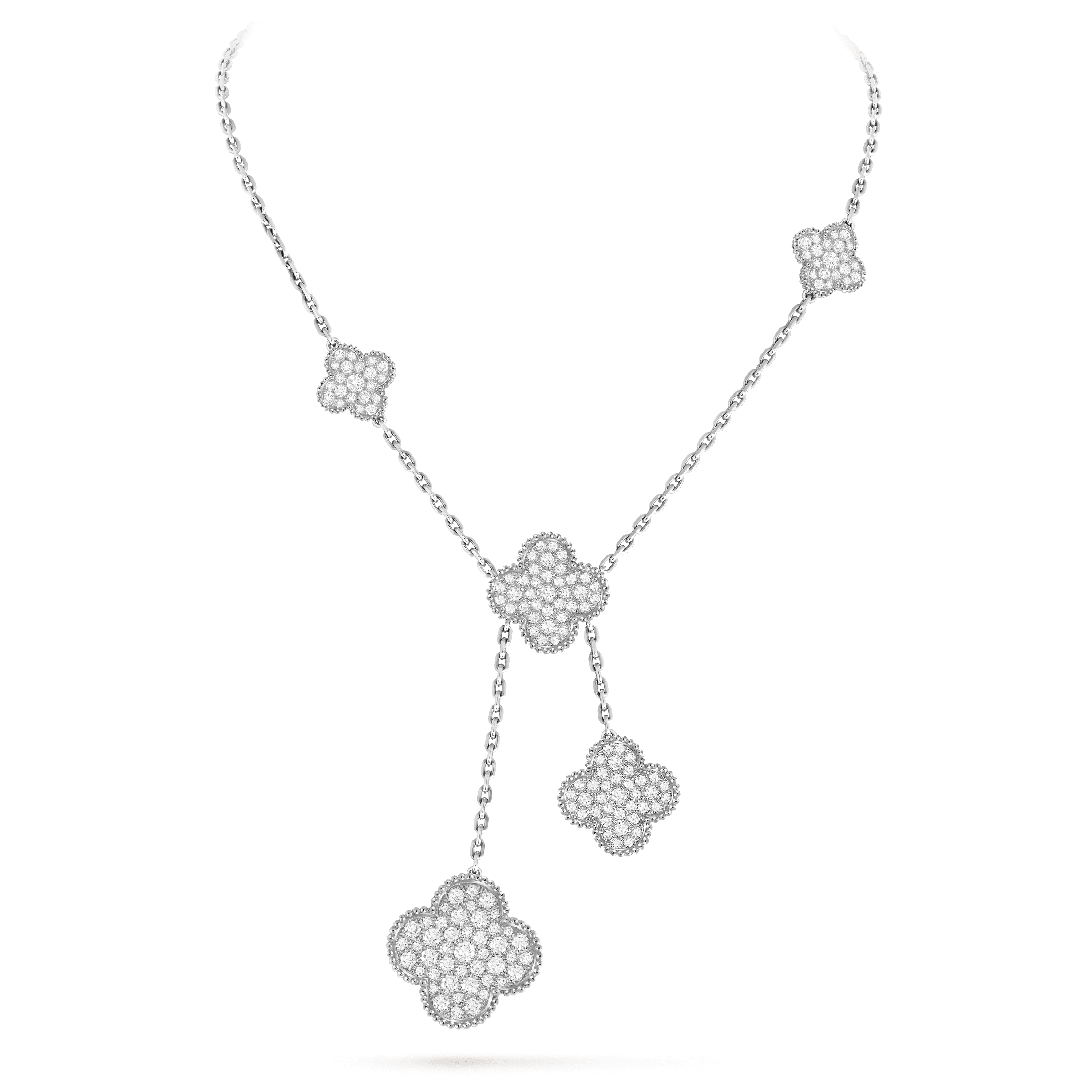 Magic Alhambra necklace, 6 motifs — diamond, white gold — VCARN9MP00