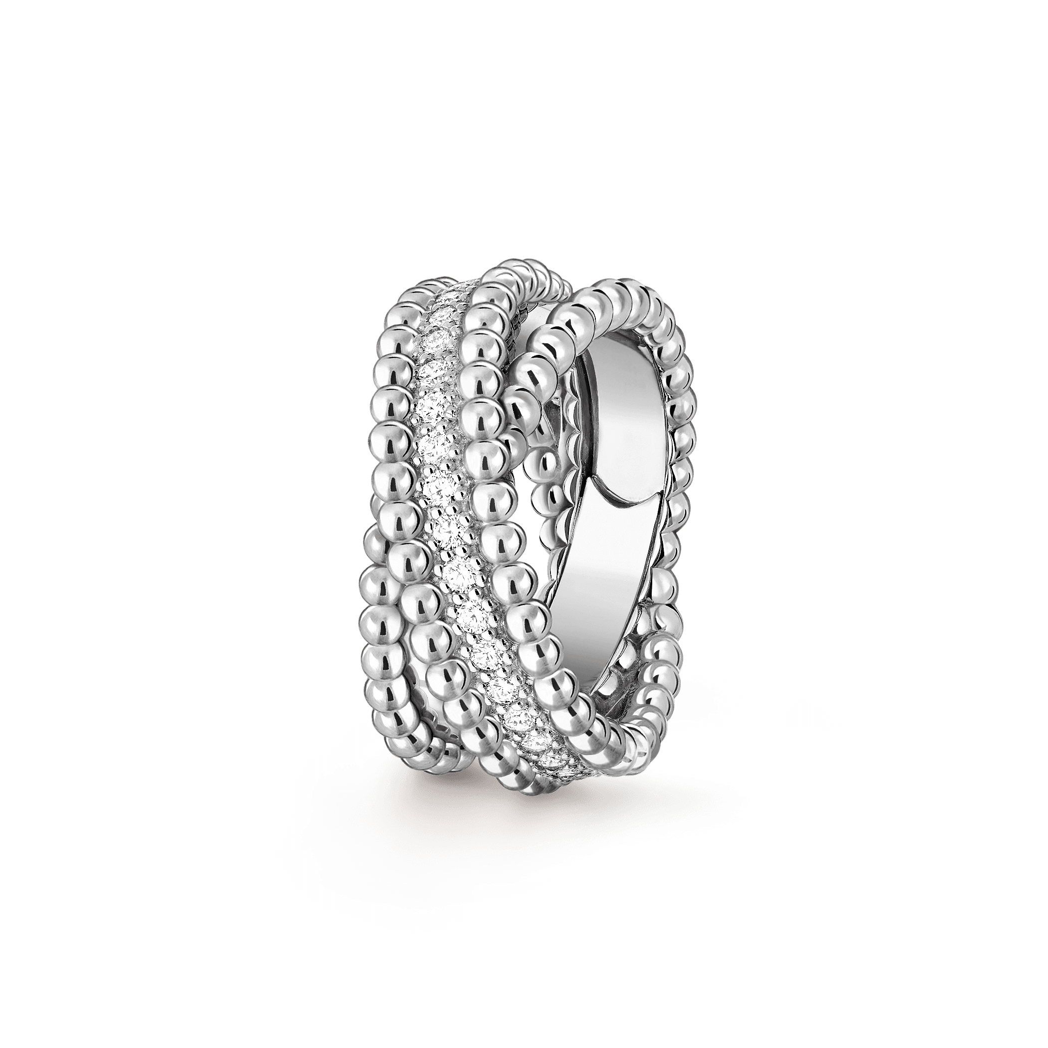 Perlée diamonds duo ring — diamond, white gold — VCARP9XQ00