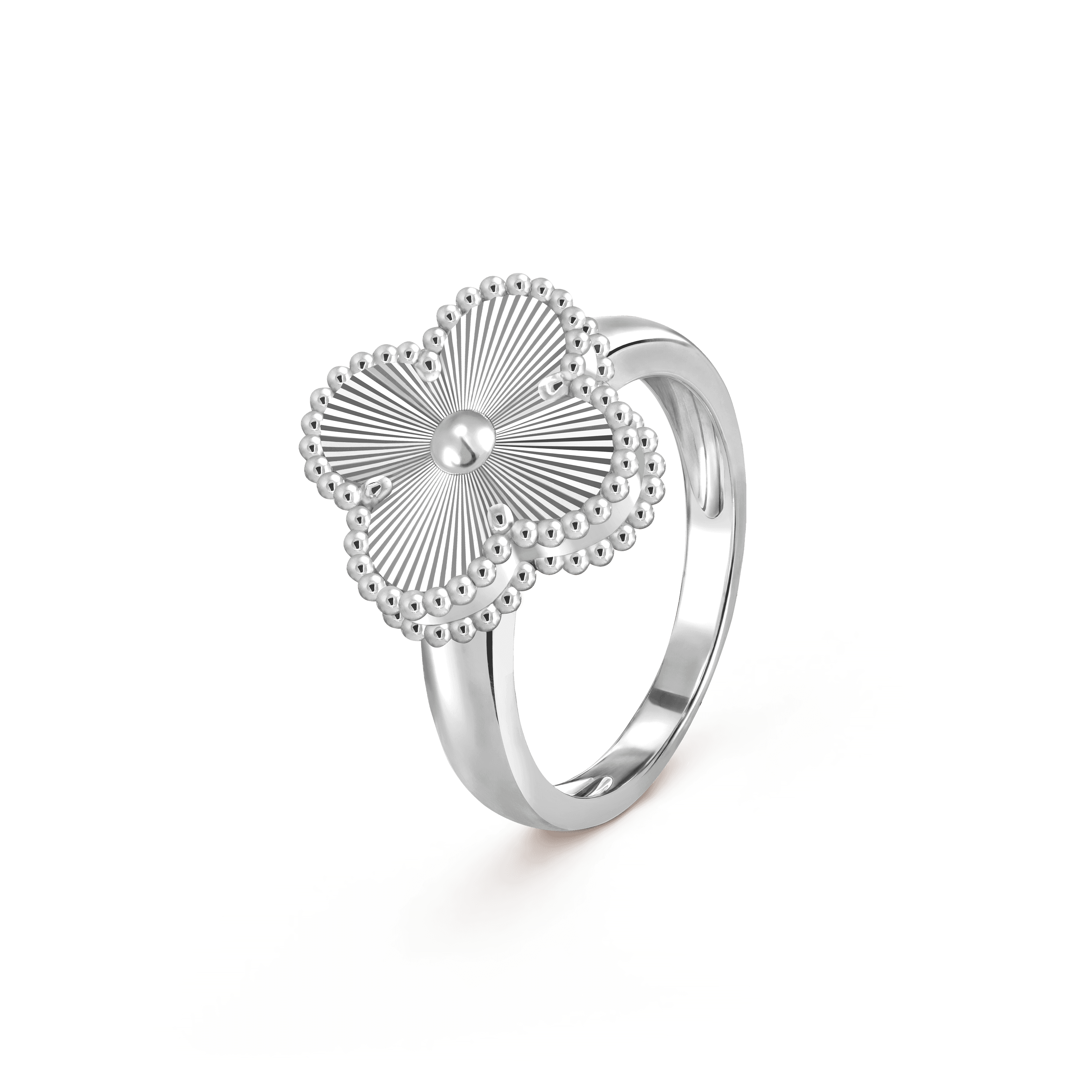 Vintage Alhambra ring — guilloché, white gold — VCARP9XI00