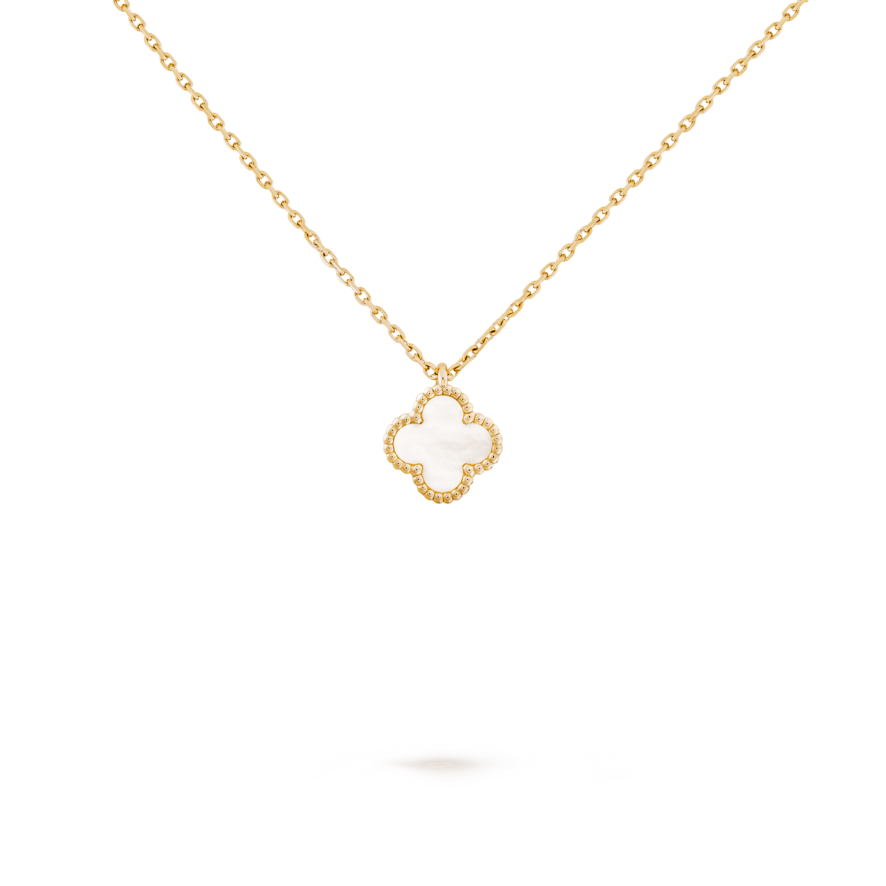 Sweet Alhambra pendant — white mother-of-pearl, yellow gold — VCARF69100