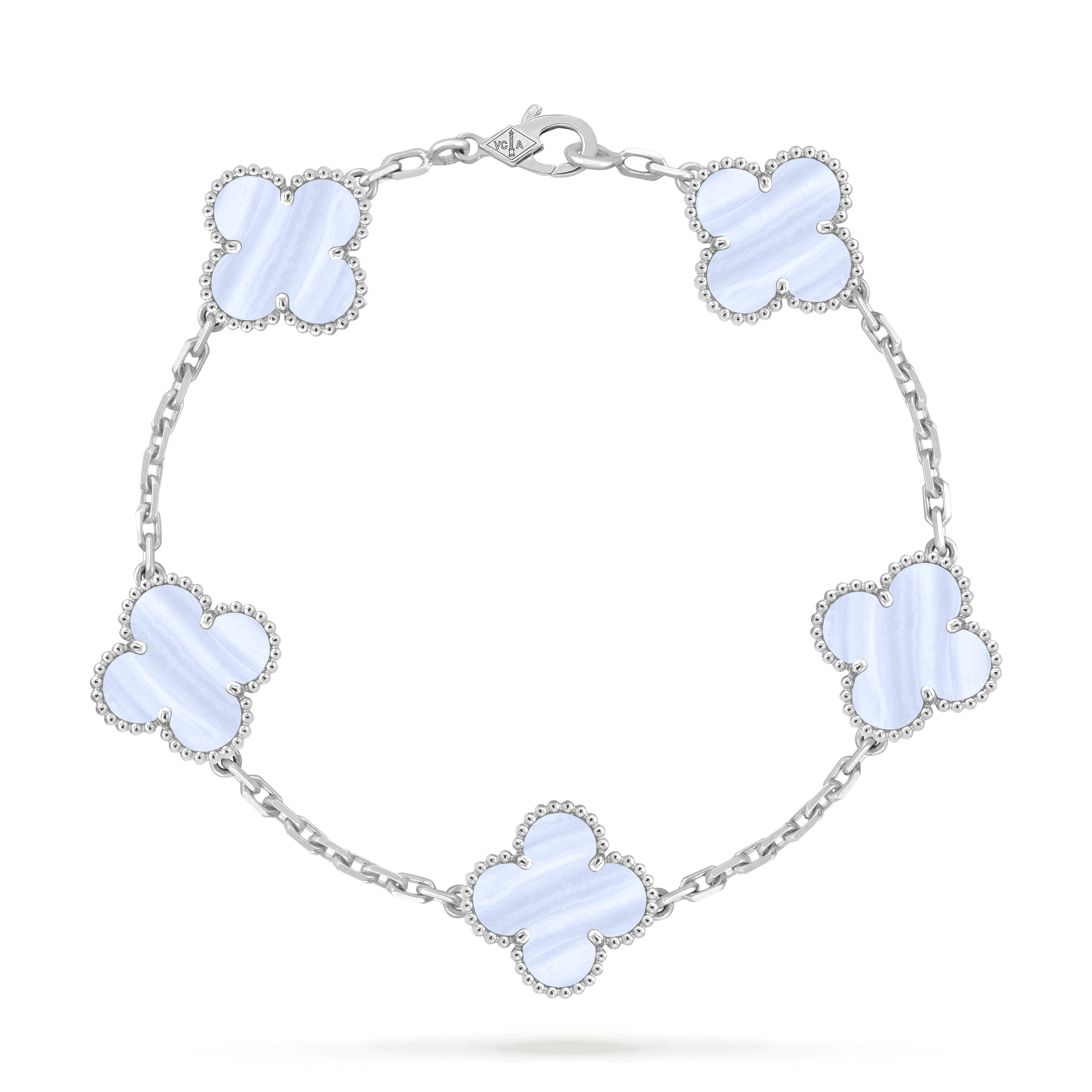Vintage Alhambra bracelet, 5 motifs — chalcedony, white gold — VCARD34700