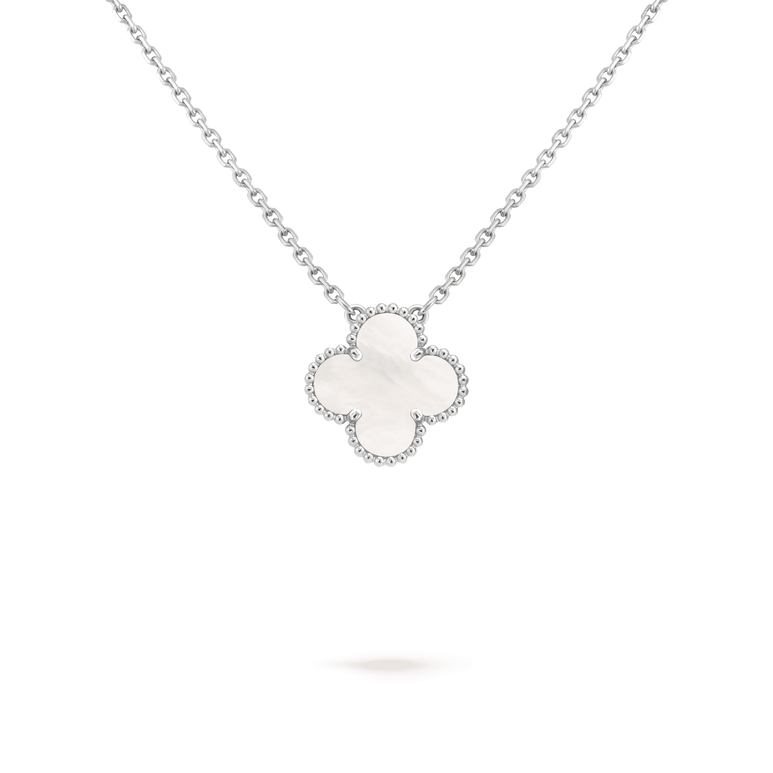 Vintage Alhambra pendant — white mother-of-pearl, white gold — VCARF48700