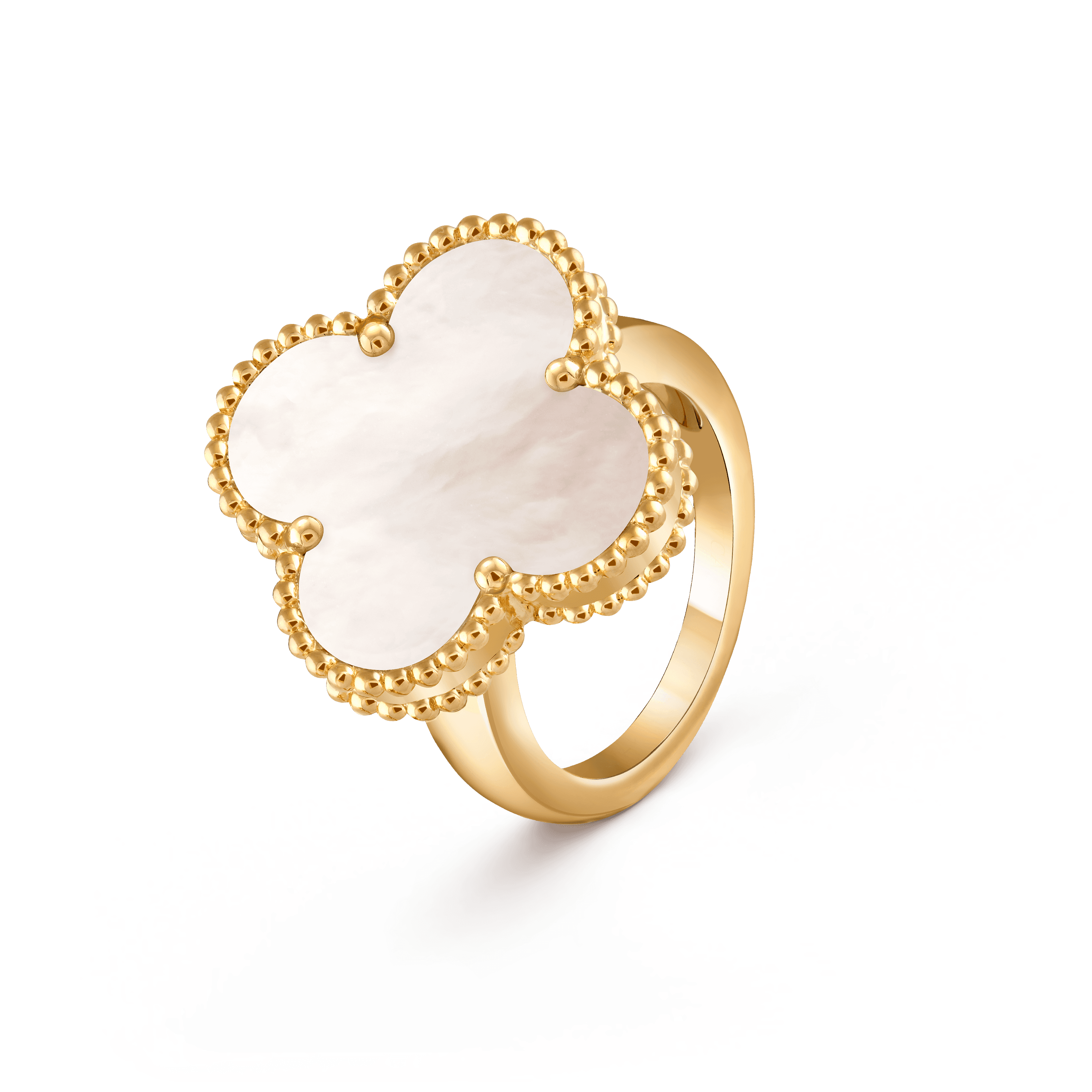 Magic Alhambra ring — white mother-of-pearl, yellow gold — VCARF78900