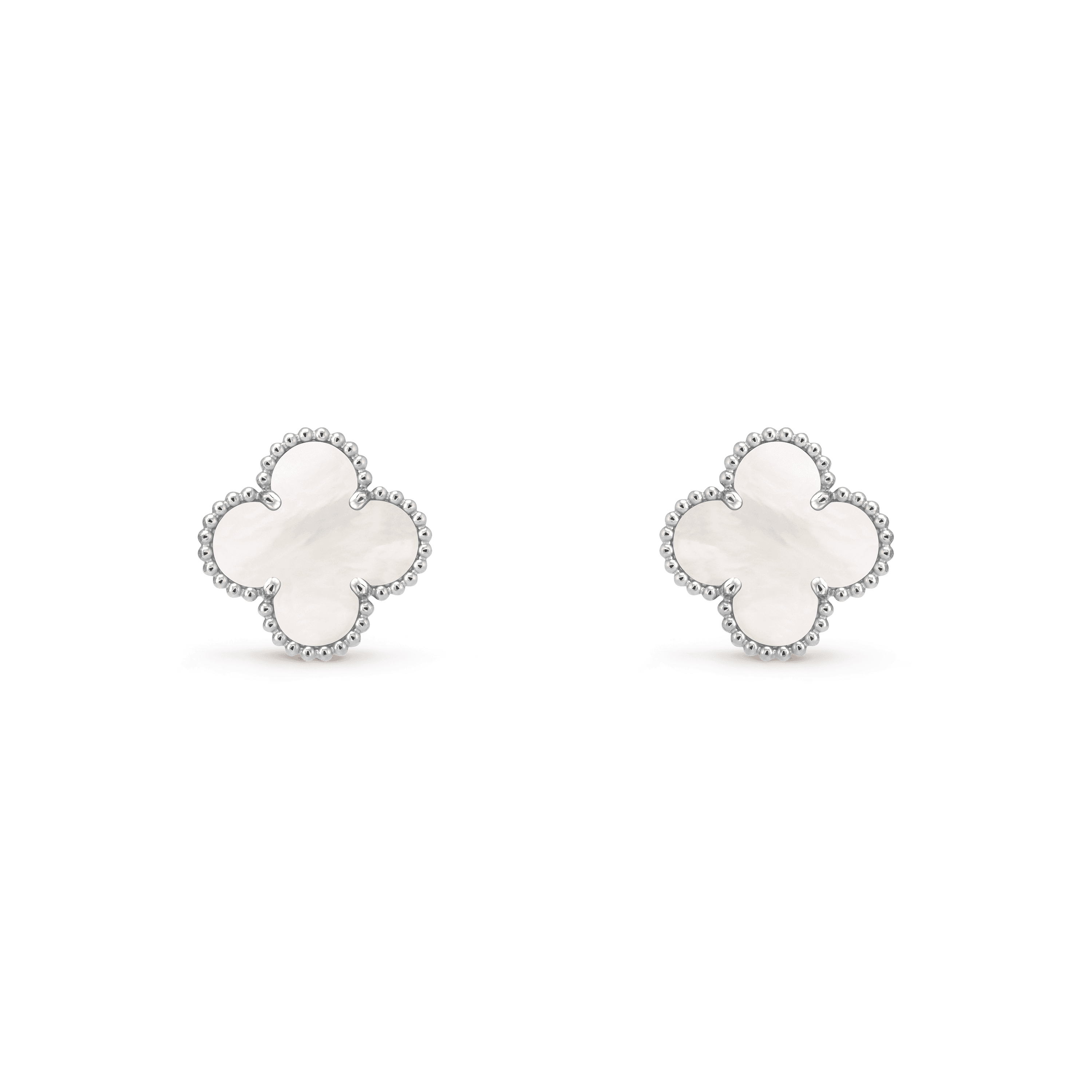 Vintage Alhambra earrings — white mother-of-pearl, white gold — VCARF48600