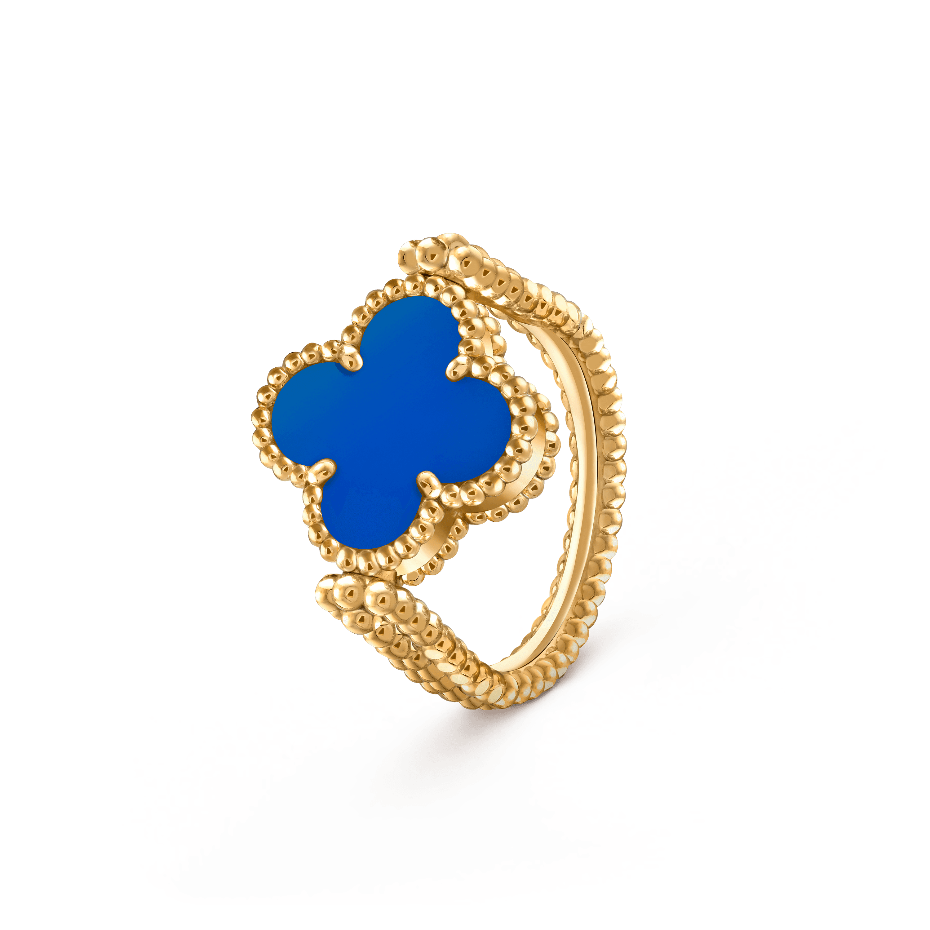 Vintage Alhambra reversible ring — guilloché, yellow gold — VCARPGV100