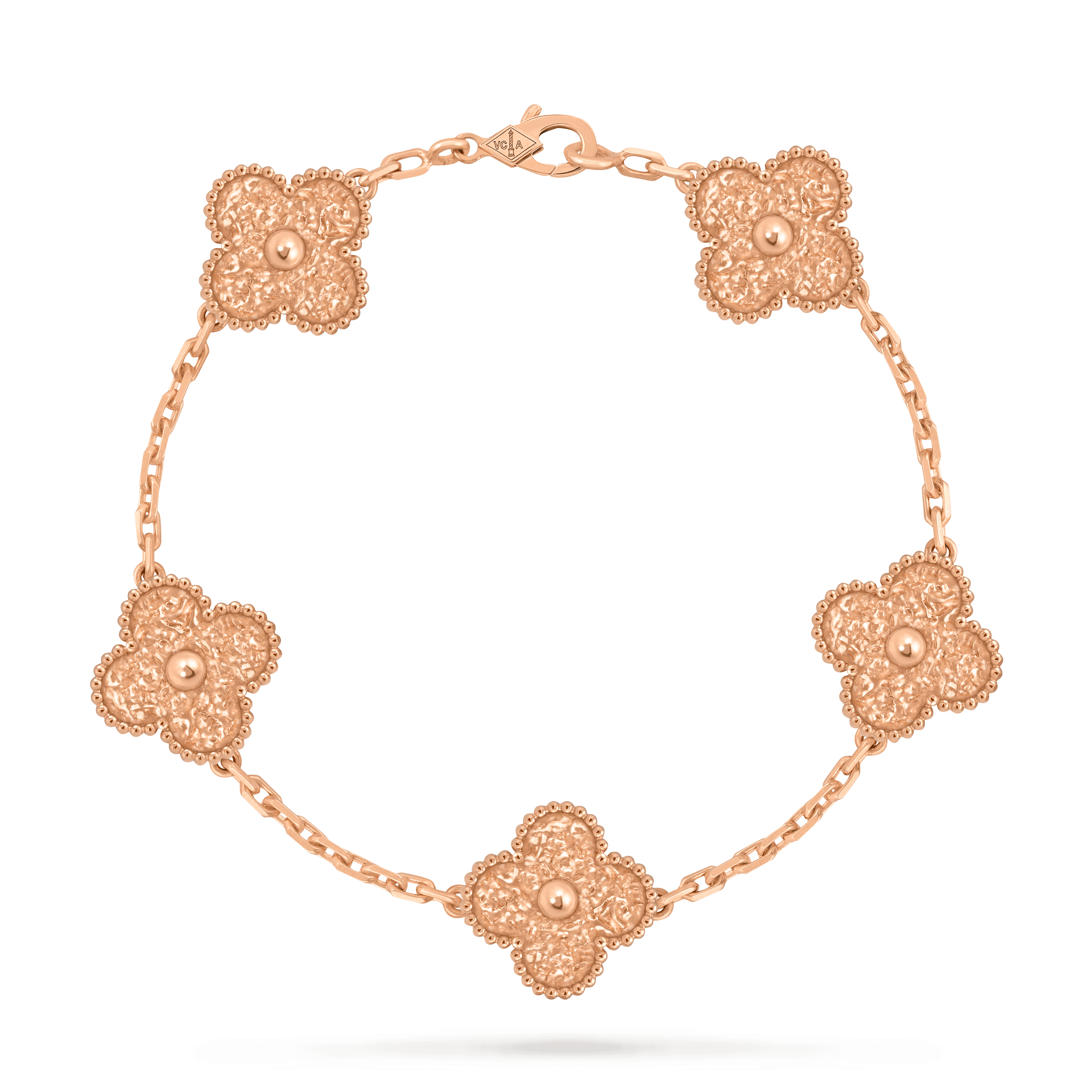 Vintage Alhambra bracelet, 5 motifs — rose gold — VCARN9T300
