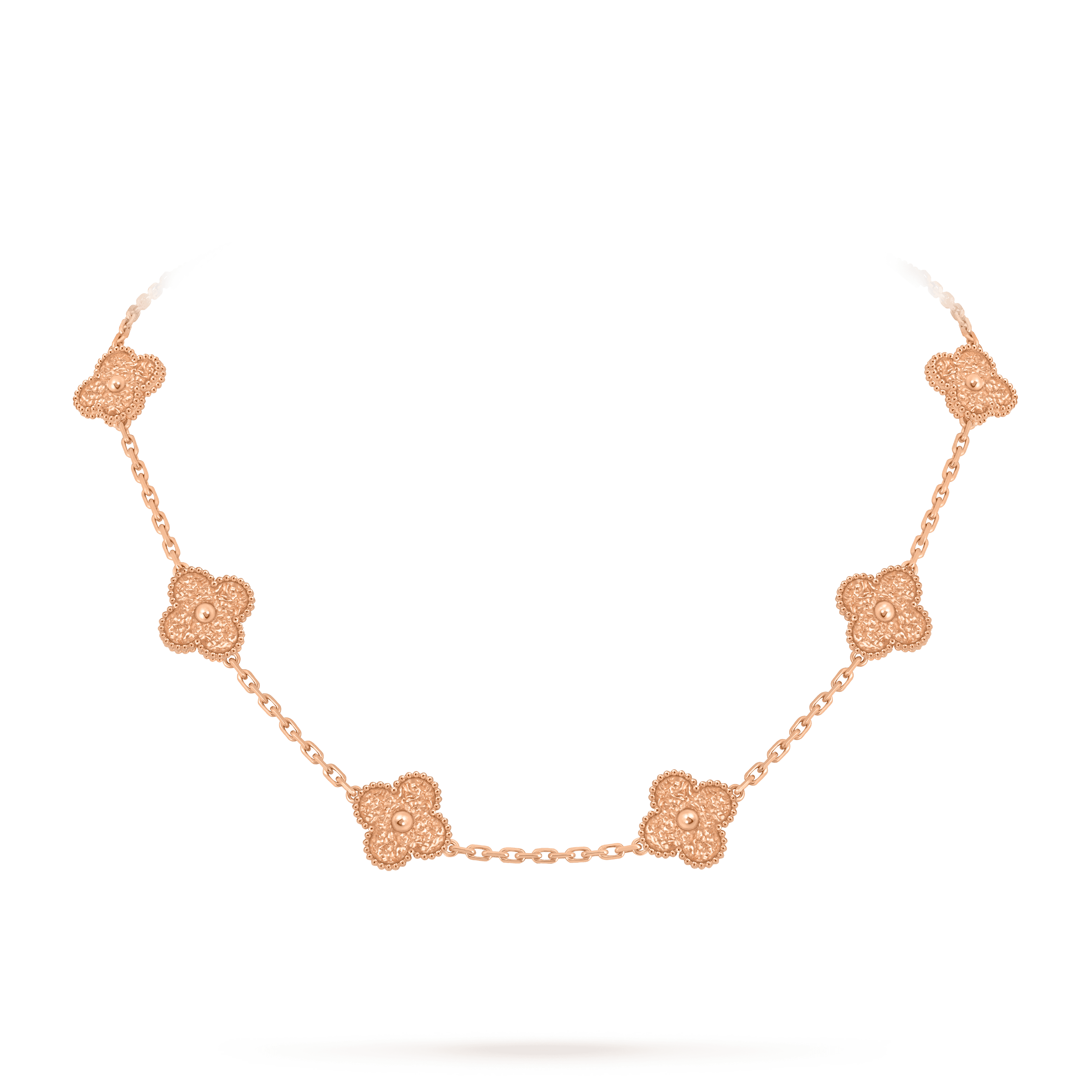 Vintage Alhambra necklace, 10 motifs — rose gold — VCARN9T100