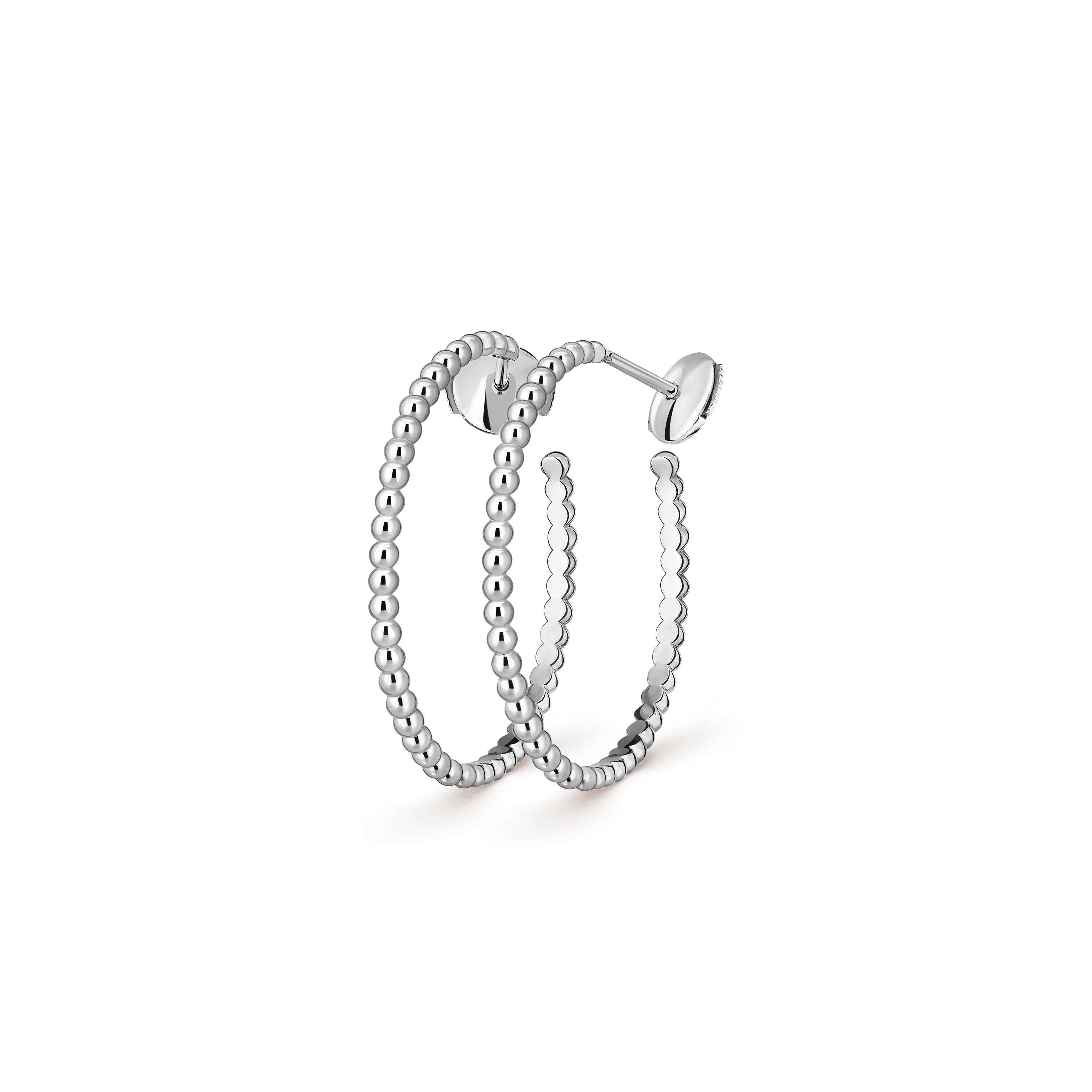 Perlée pearls of gold hoop earrings, small model — white gold — VCARN9PM00