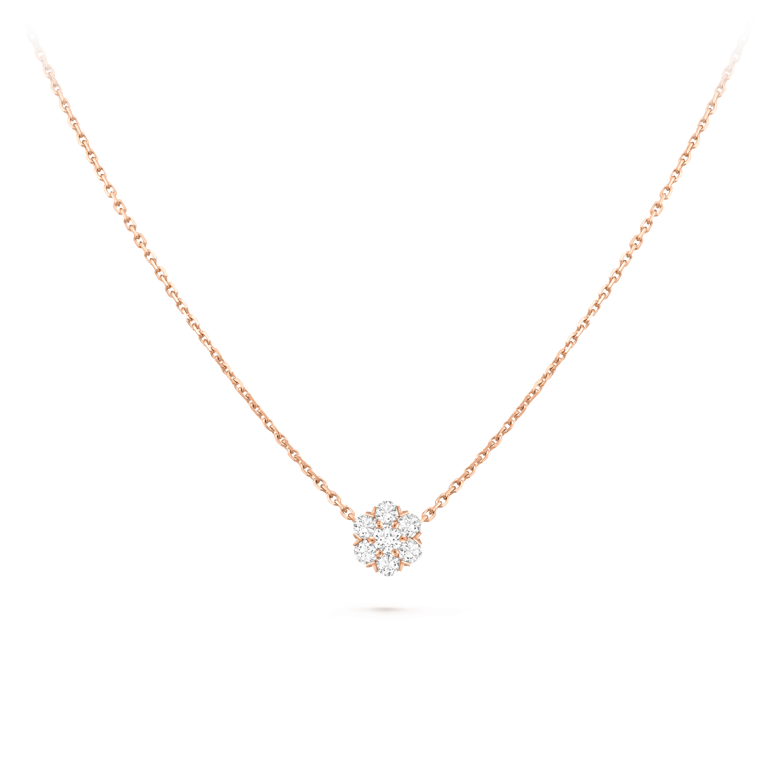 Fleurette pendant — diamond, rose gold — VCARPEBC00