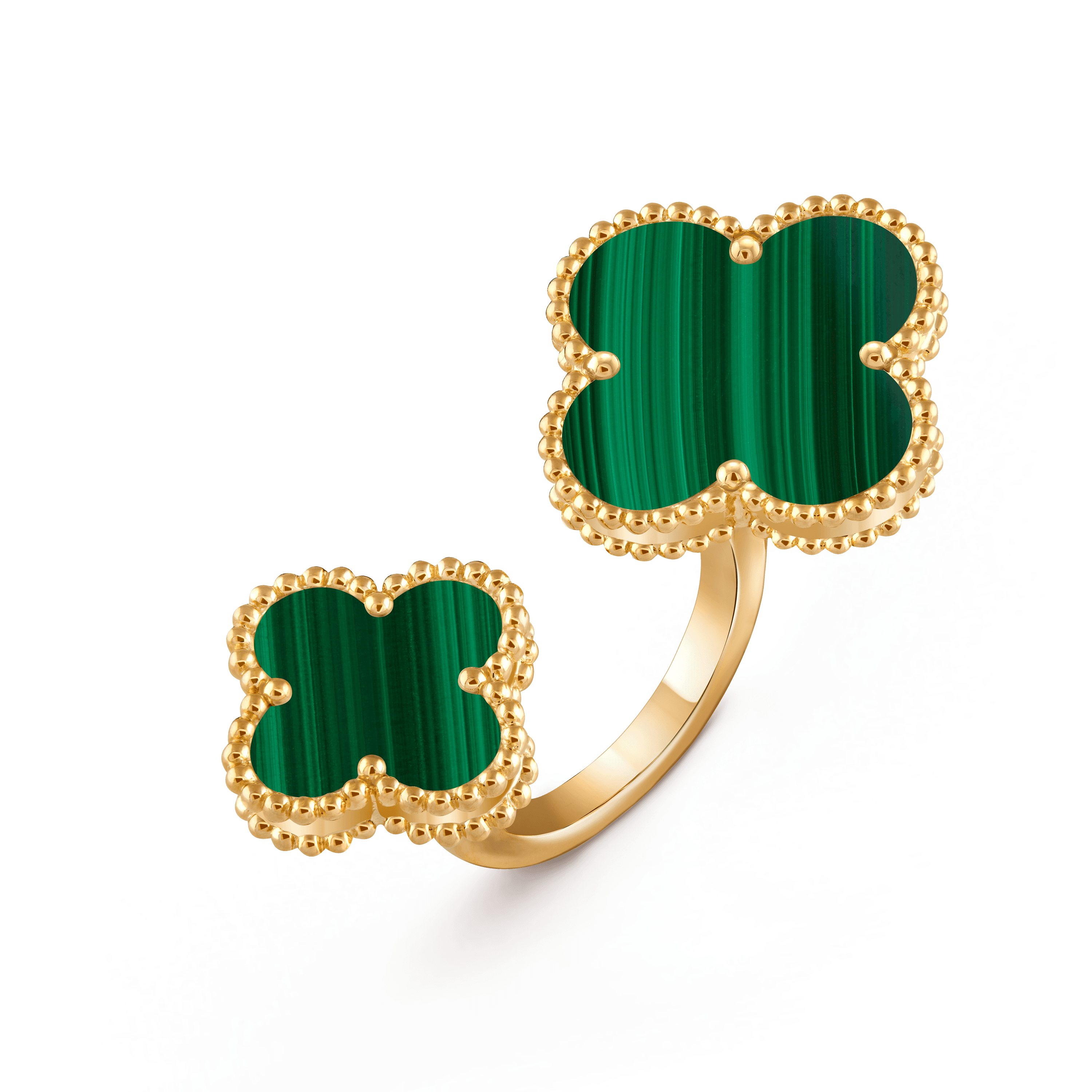 Magic Alhambra Between the Finger ring — malachite, yellow gold — VCARO3MI00