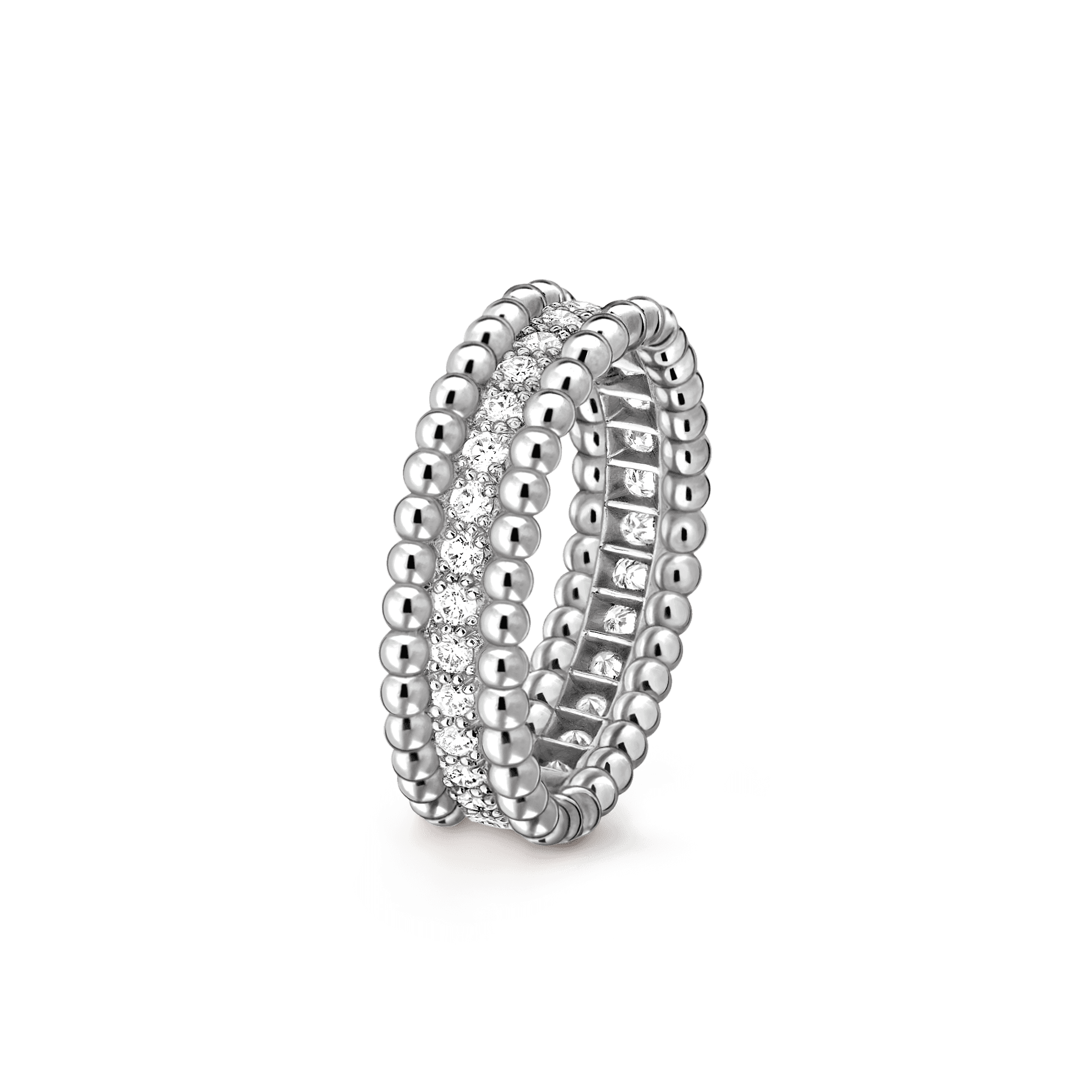 Perlée diamonds ring, 1 row — diamond, white gold — VCARP4E200