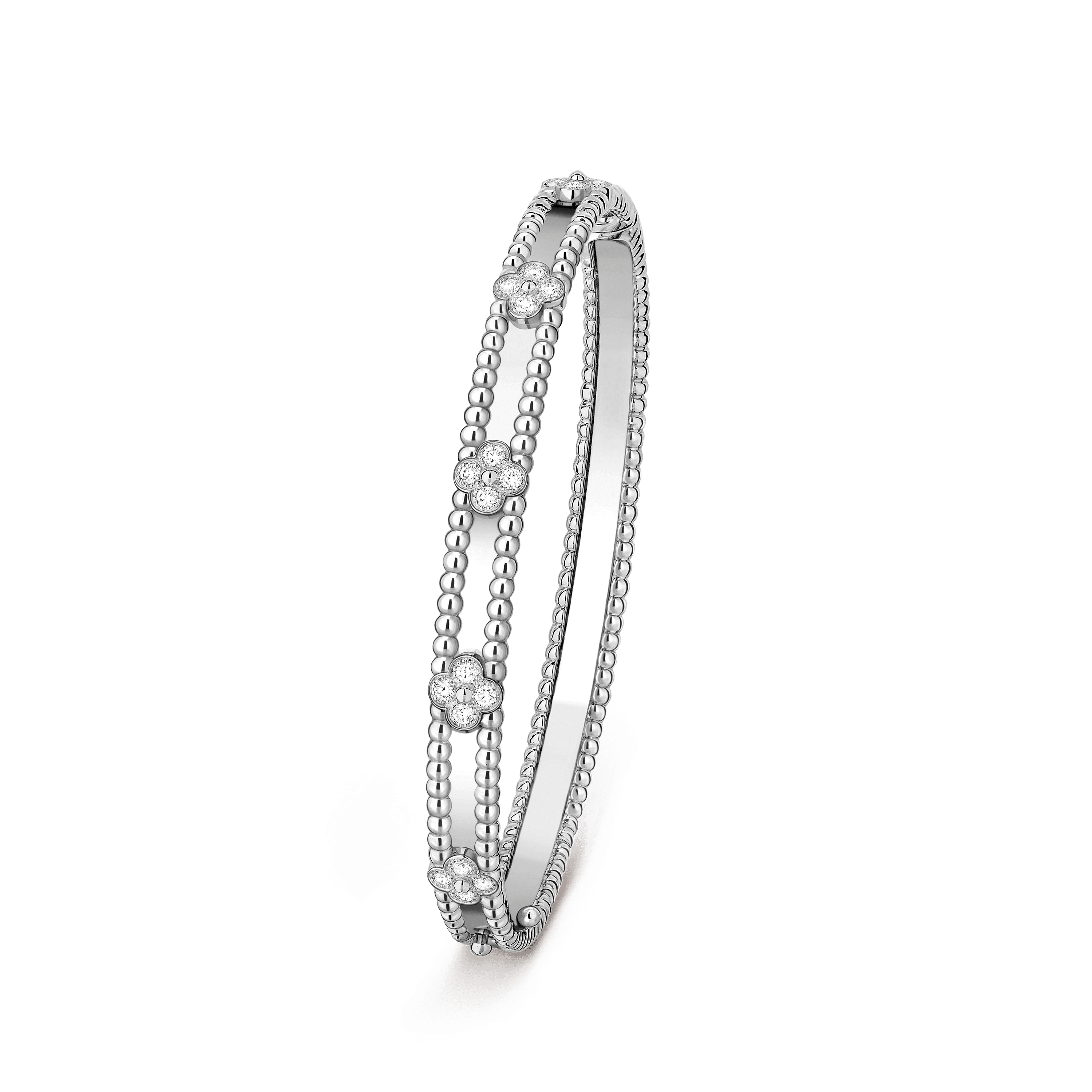Perlée sweet clovers bracelet, extra small model — diamond, white gold — VCARP6X800