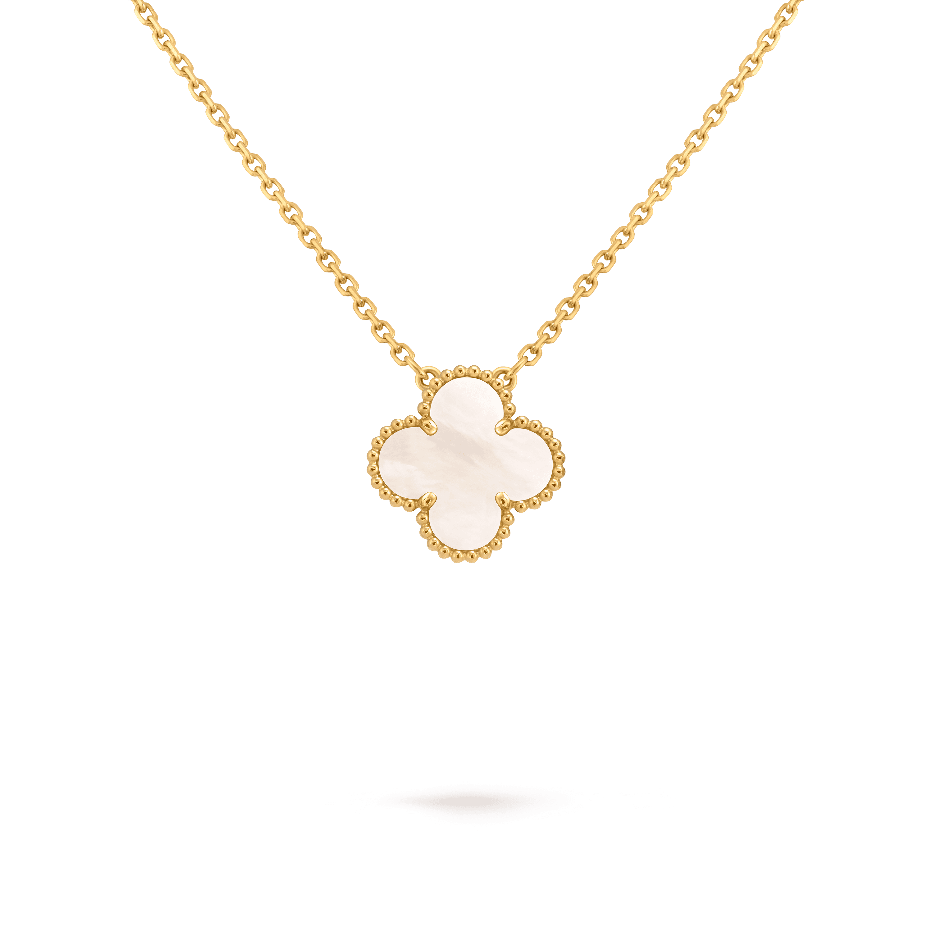Vintage Alhambra pendant — white mother-of-pearl, yellow gold — VCARA45900