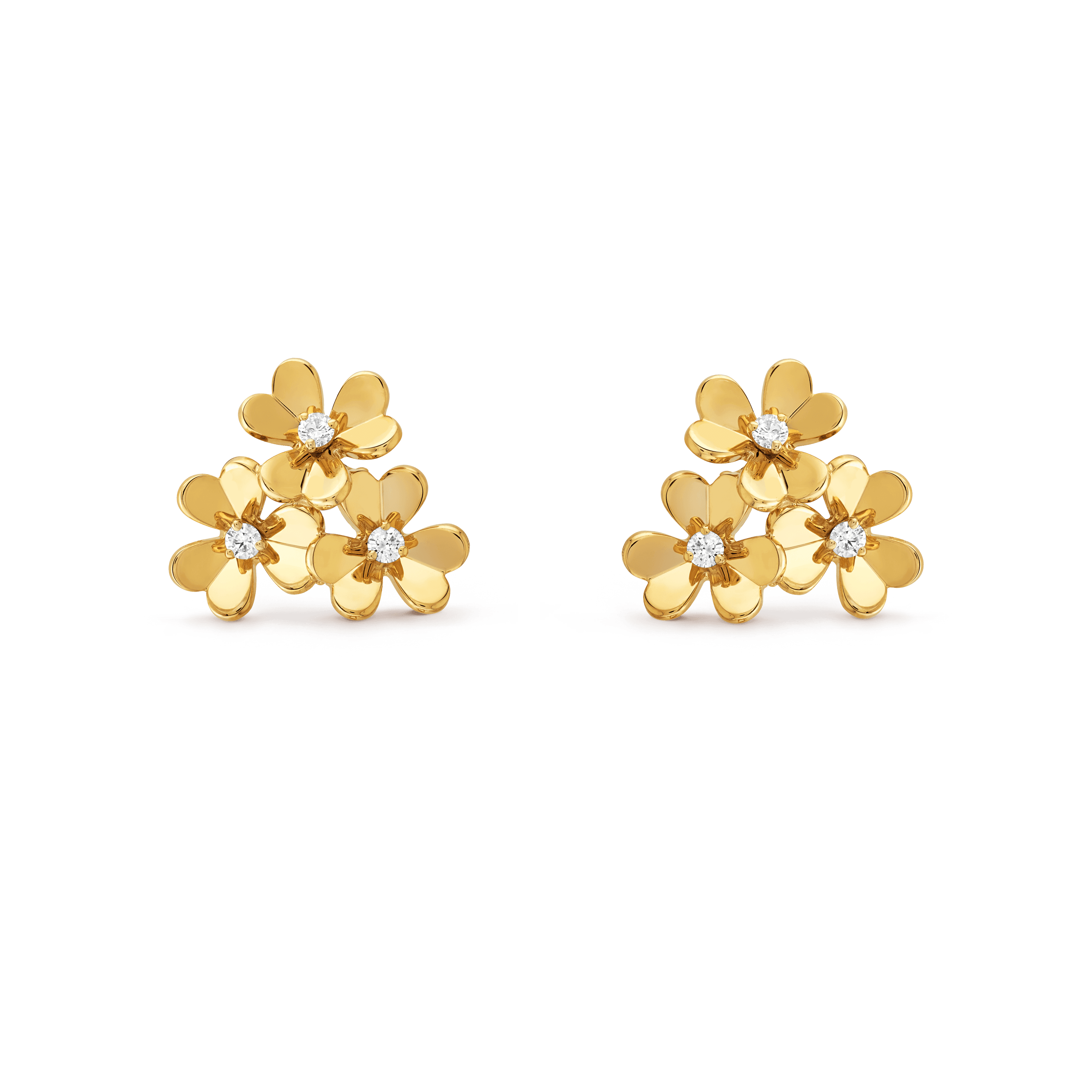 Frivole earrings, 3 flowers, mini model — VCARP2DV00