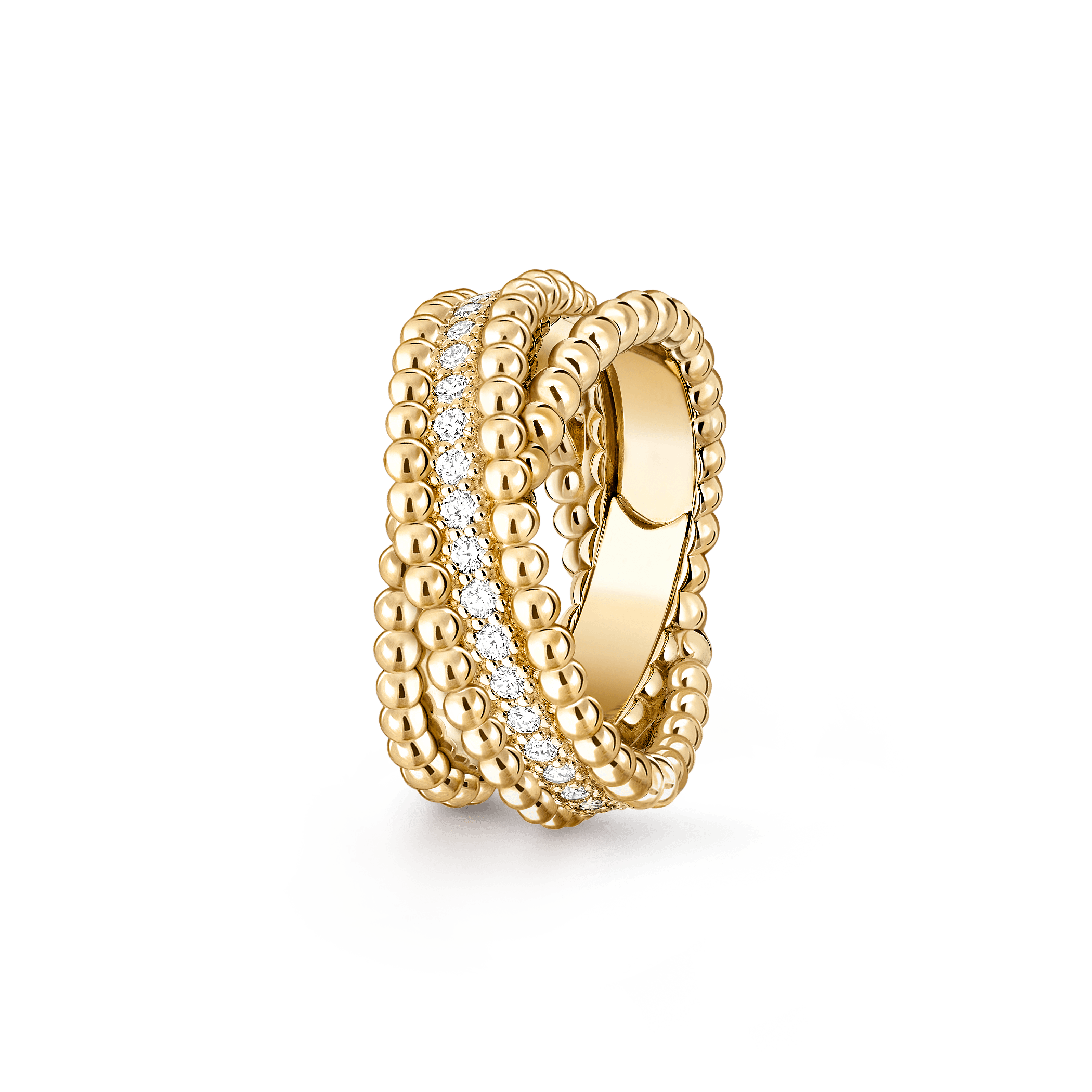 Perlée diamonds duo ring — diamond, yellow gold — VCARP9XO00