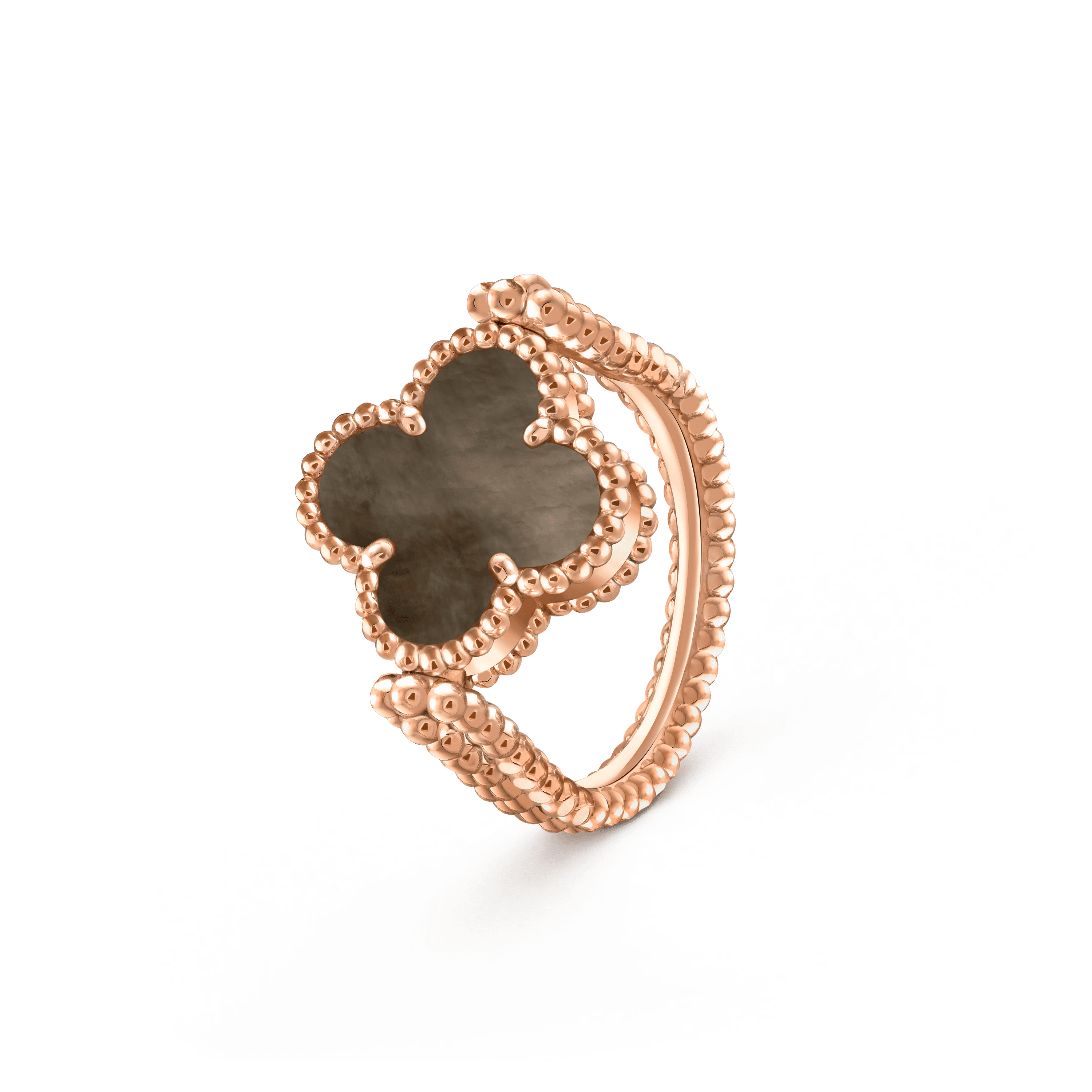 Vintage Alhambra reversible ring — guilloché, rose gold — VCARPGV500