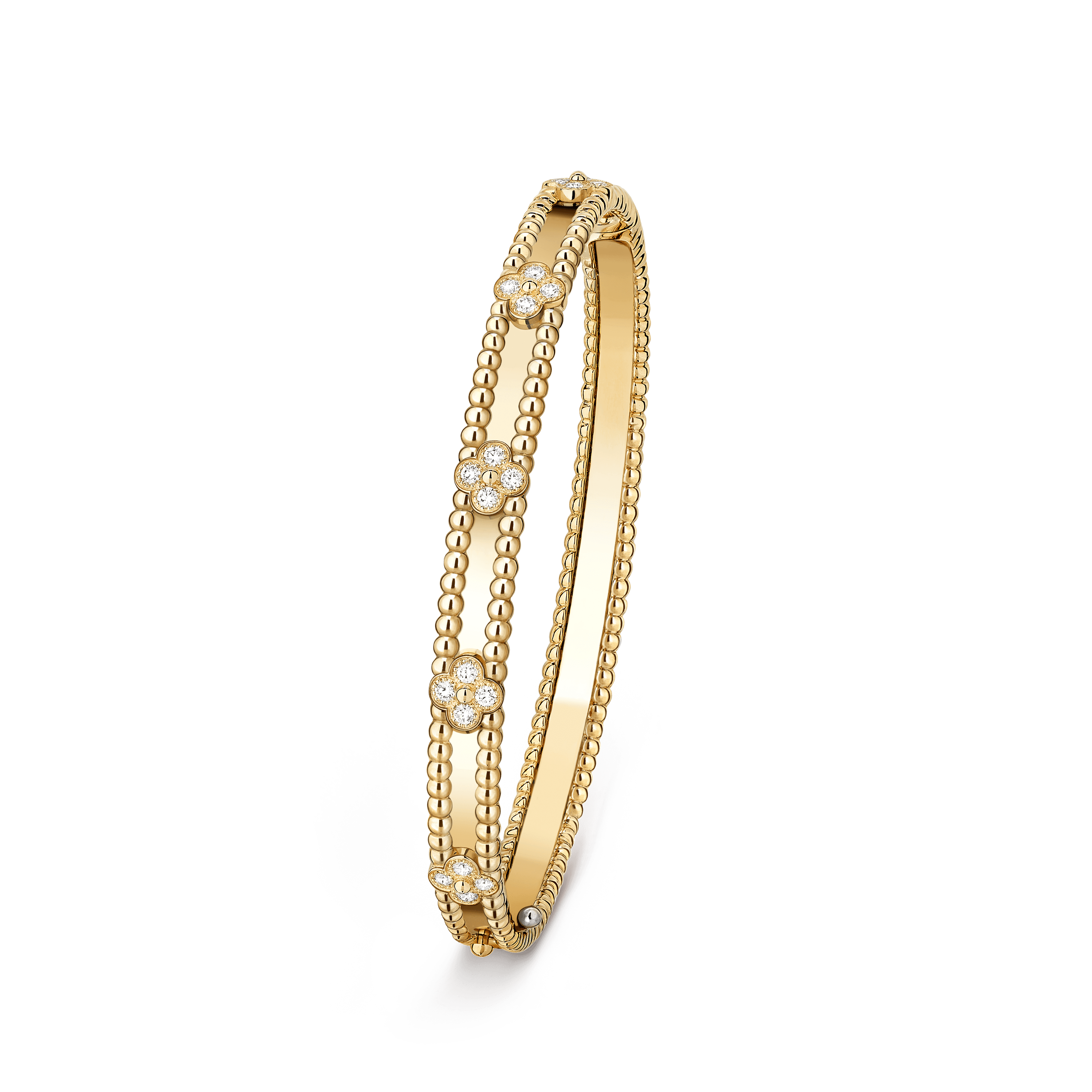 Perlée sweet clovers bracelet, medium model — diamond, yellow gold — VCARP6X600
