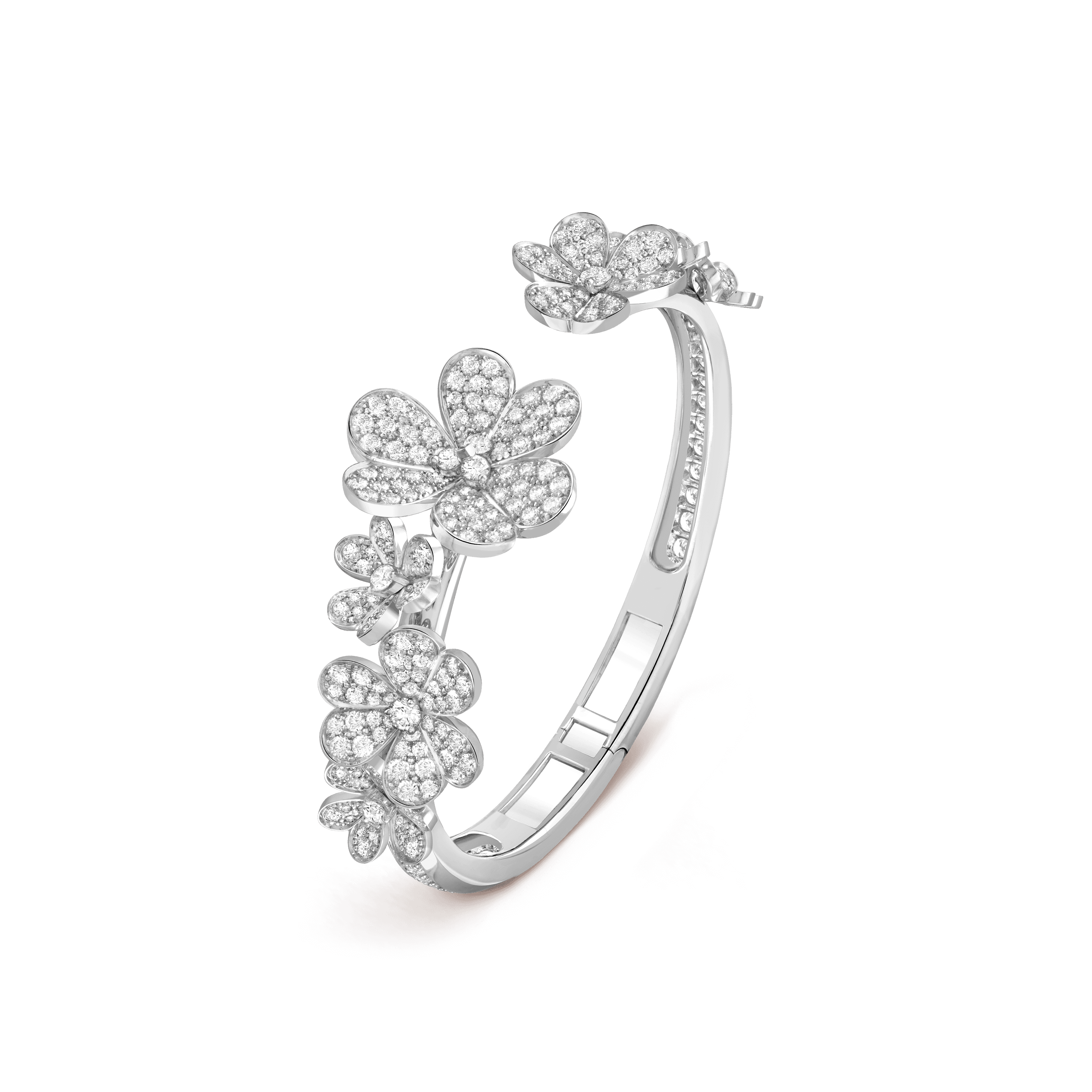 Frivole bracelet, 7 flowers, medium model — diamond, white gold — VCARPDYB00