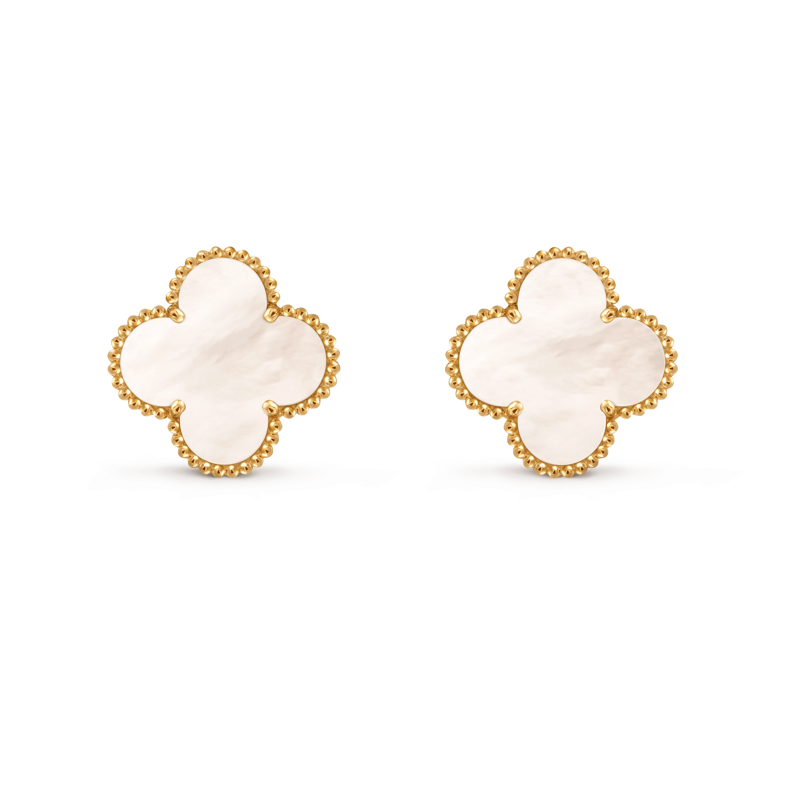 Magic Alhambra earrings — white mother-of-pearl, yellow gold — VCARA43700
