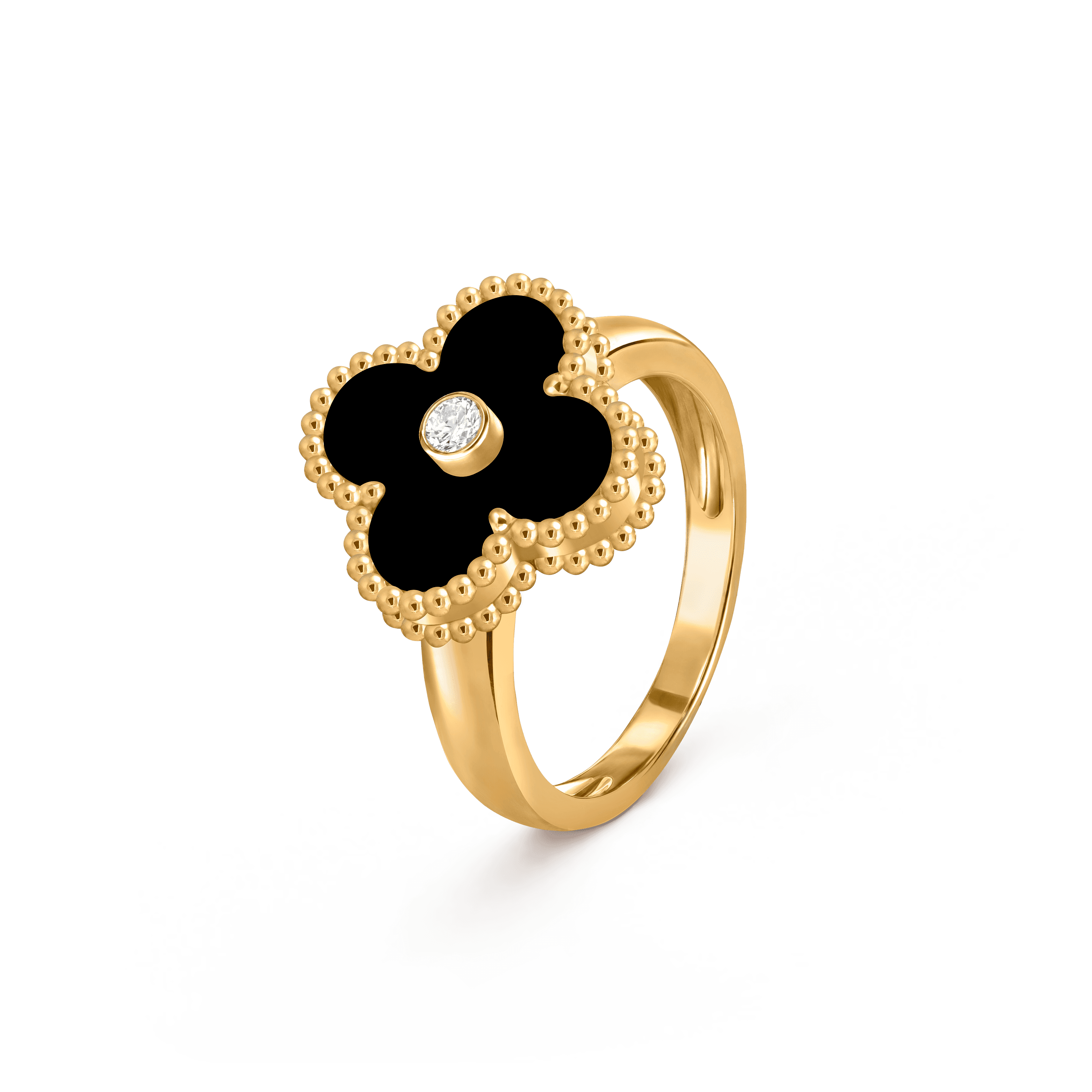 Vintage Alhambra ring — onyx, yellow gold — VCARA41000