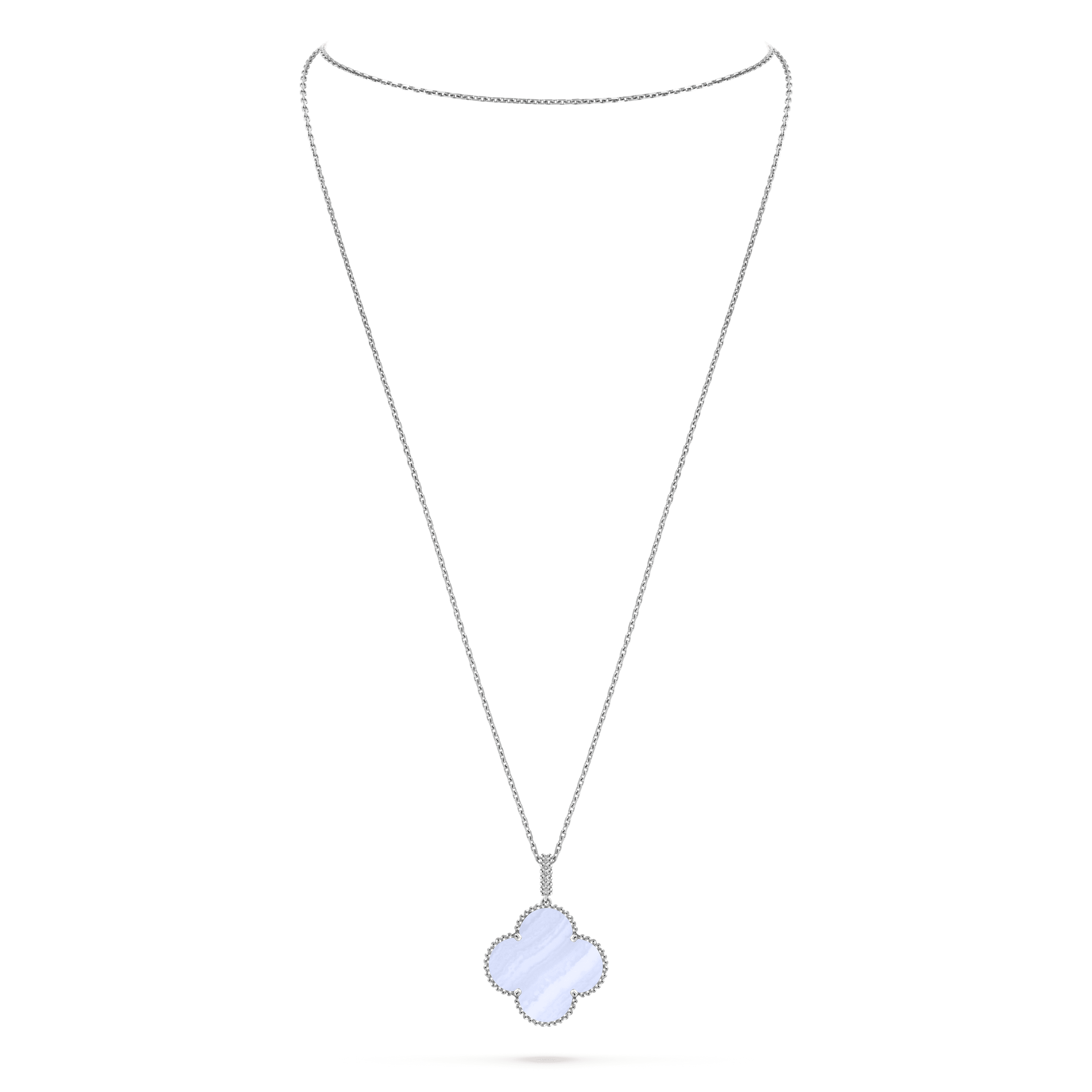 Magic Alhambra long necklace, 1 motif — chalcedony, white gold — VCARP6L900