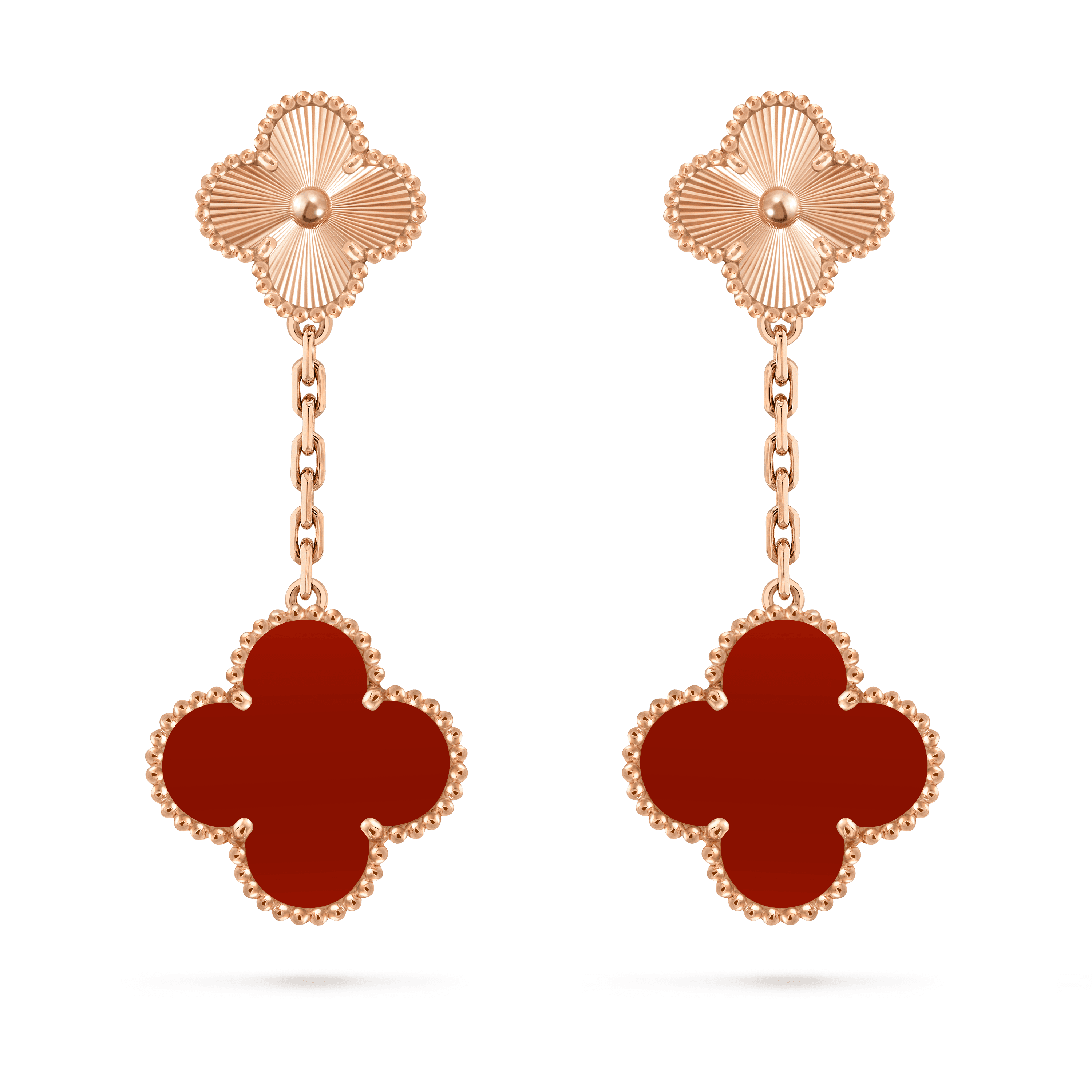 Magic Alhambra earrings, 2 motifs — guilloché, rose gold — VCARP7RQ00
