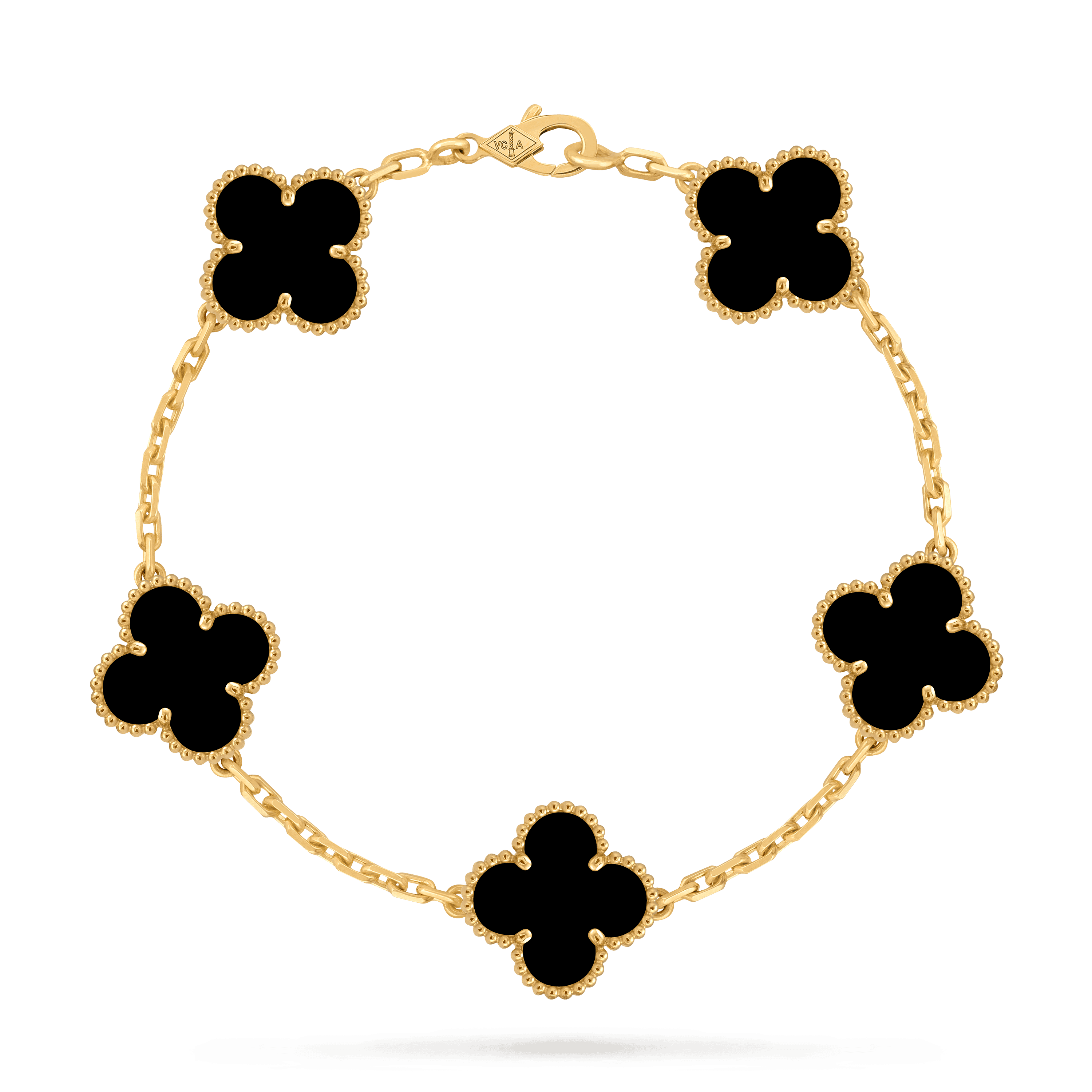 Vintage Alhambra bracelet, 5 motifs — onyx, yellow gold — VCARA41300
