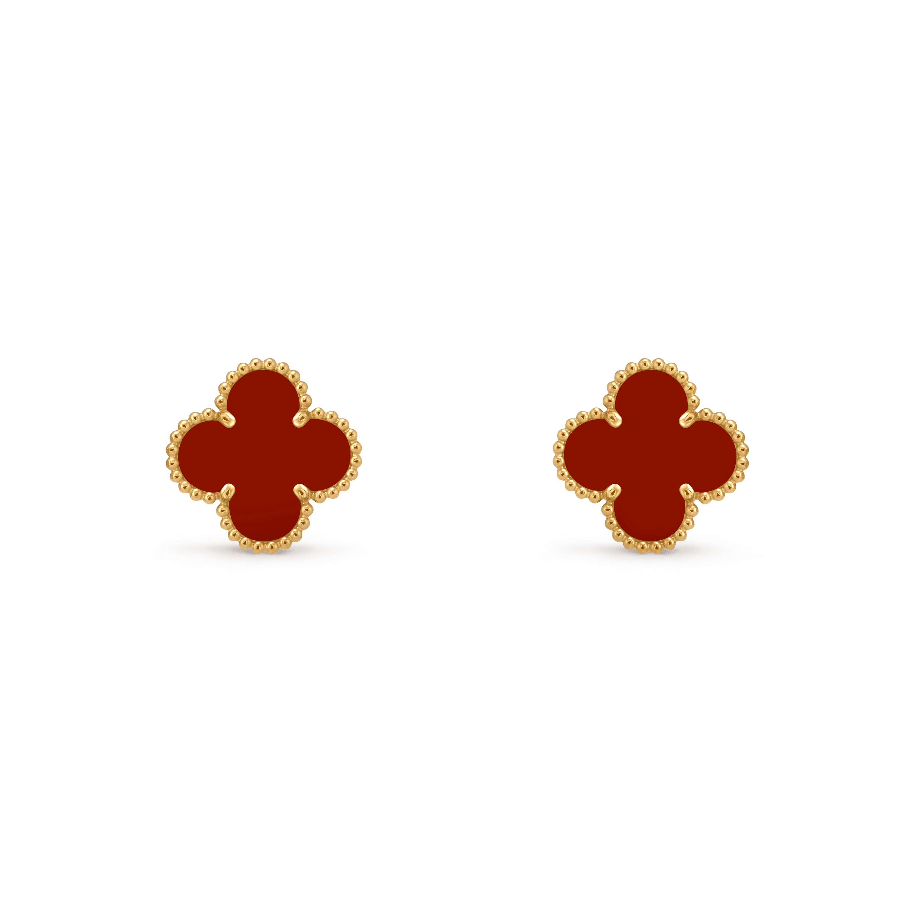 Vintage Alhambra earrings — carnelian, yellow gold — VCARD40400