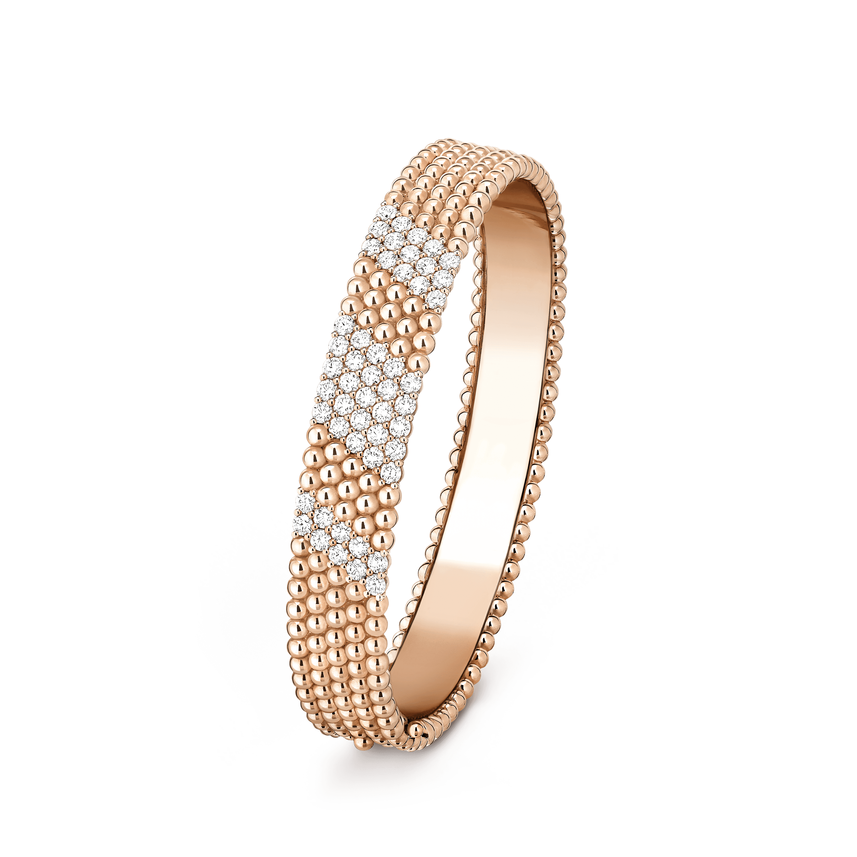 Perlée diamonds bracelet, 5 rows, medium model — diamond, rose gold — VCARPFYF00