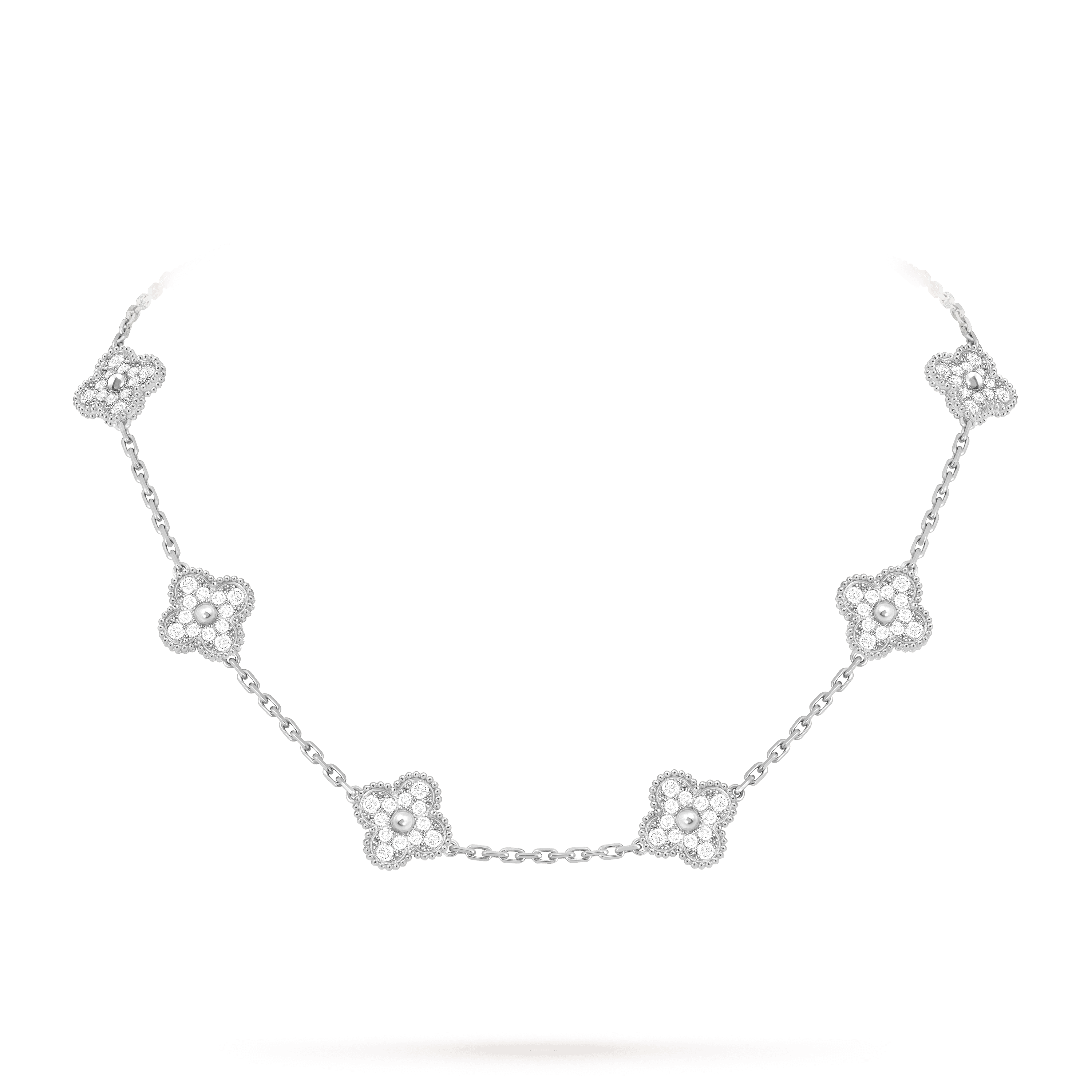 Vintage Alhambra necklace, 10 motifs — diamond, white gold — VCARA42400