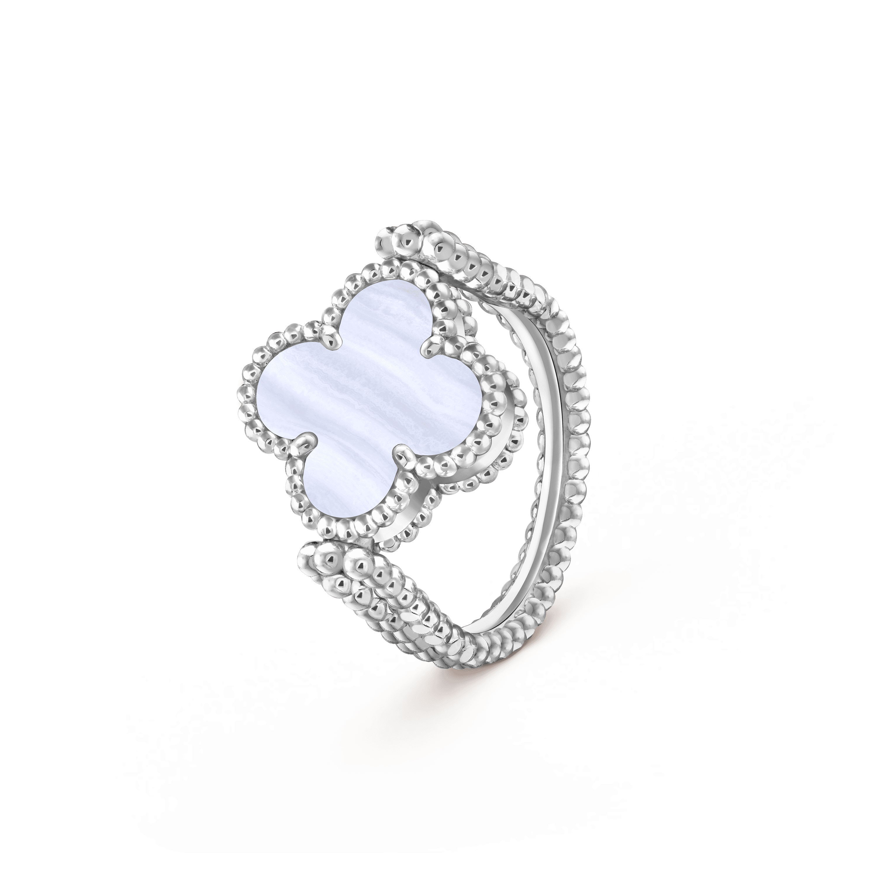 Vintage Alhambra reversible ring — guilloché, white gold — VCARPGV300