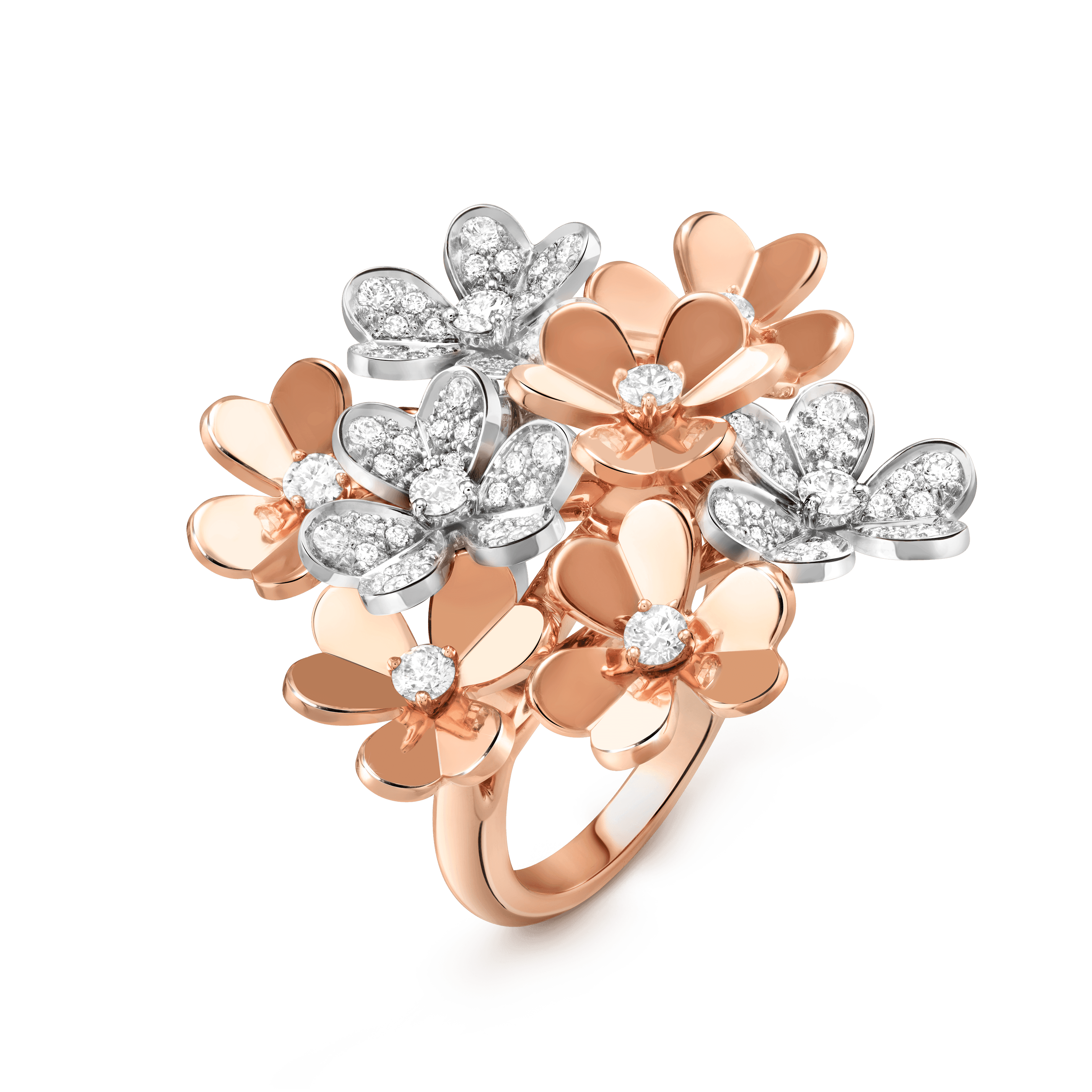 Frivole ring, 8 flowers — diamond, white gold — VCARPFIQ00