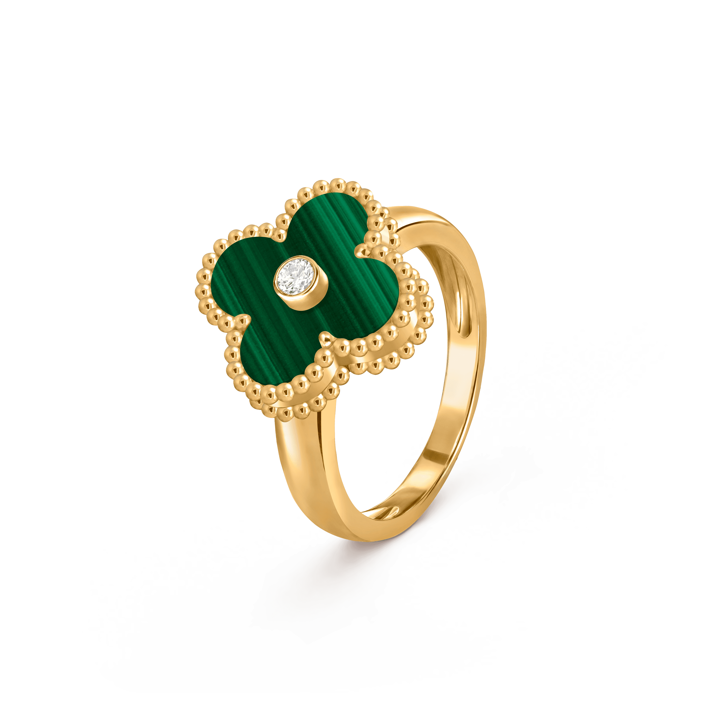 Vintage Alhambra ring — malachite, yellow gold — VCARO3QM00