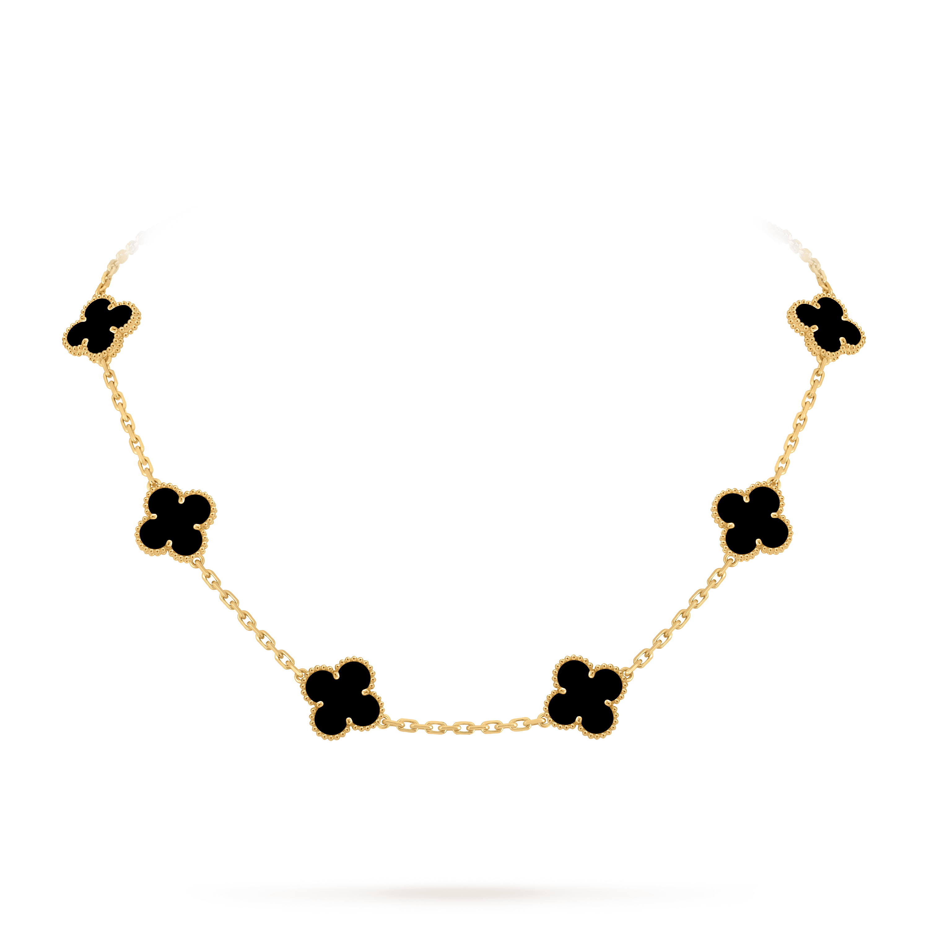 Vintage Alhambra necklace, 10 motifs — onyx, yellow gold — VCARA42700